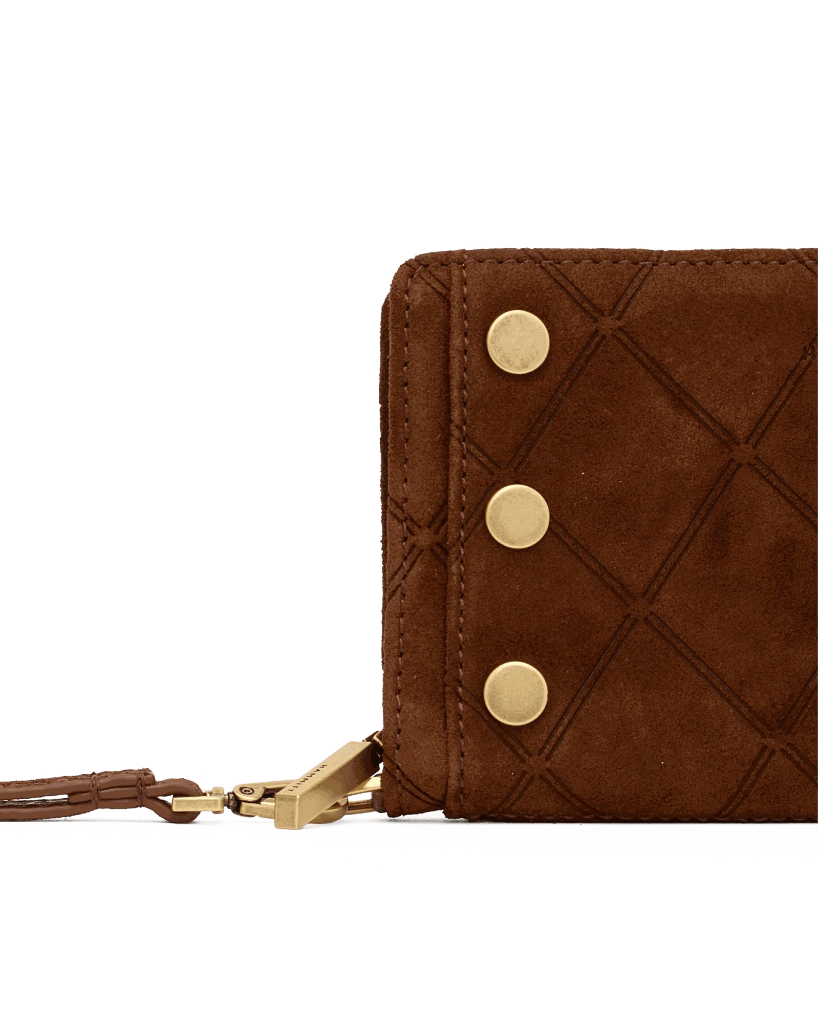 Bryant Wallet | Chocolate Diamond Suede/Antique Gold | Sml - Image 6