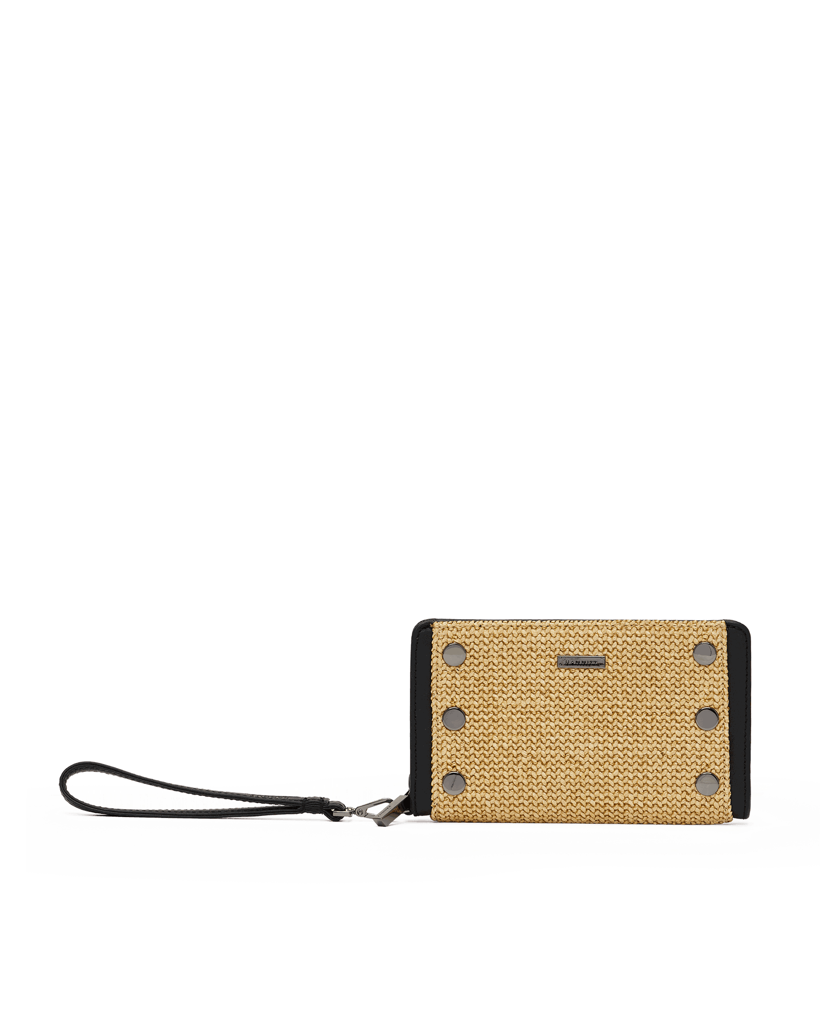 Bryant Wallet | Noir Smooth Raffia/Gunmetal