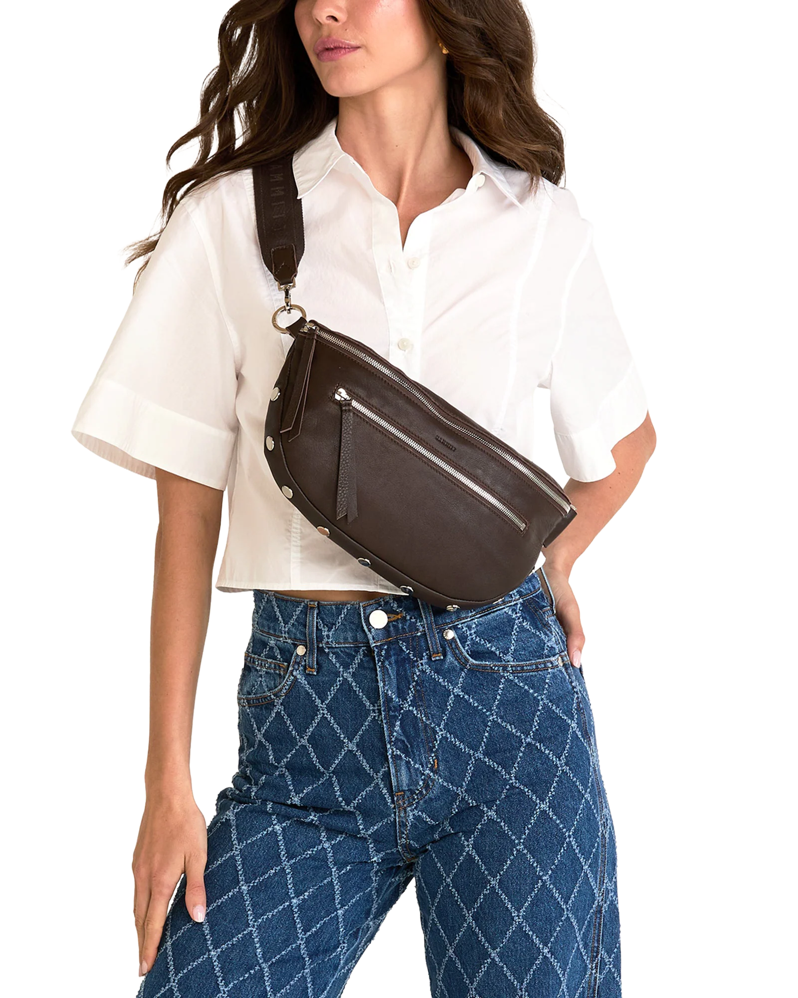 Charles Crossbody | Espresso Pebble/Silver | Lrg - Image 2