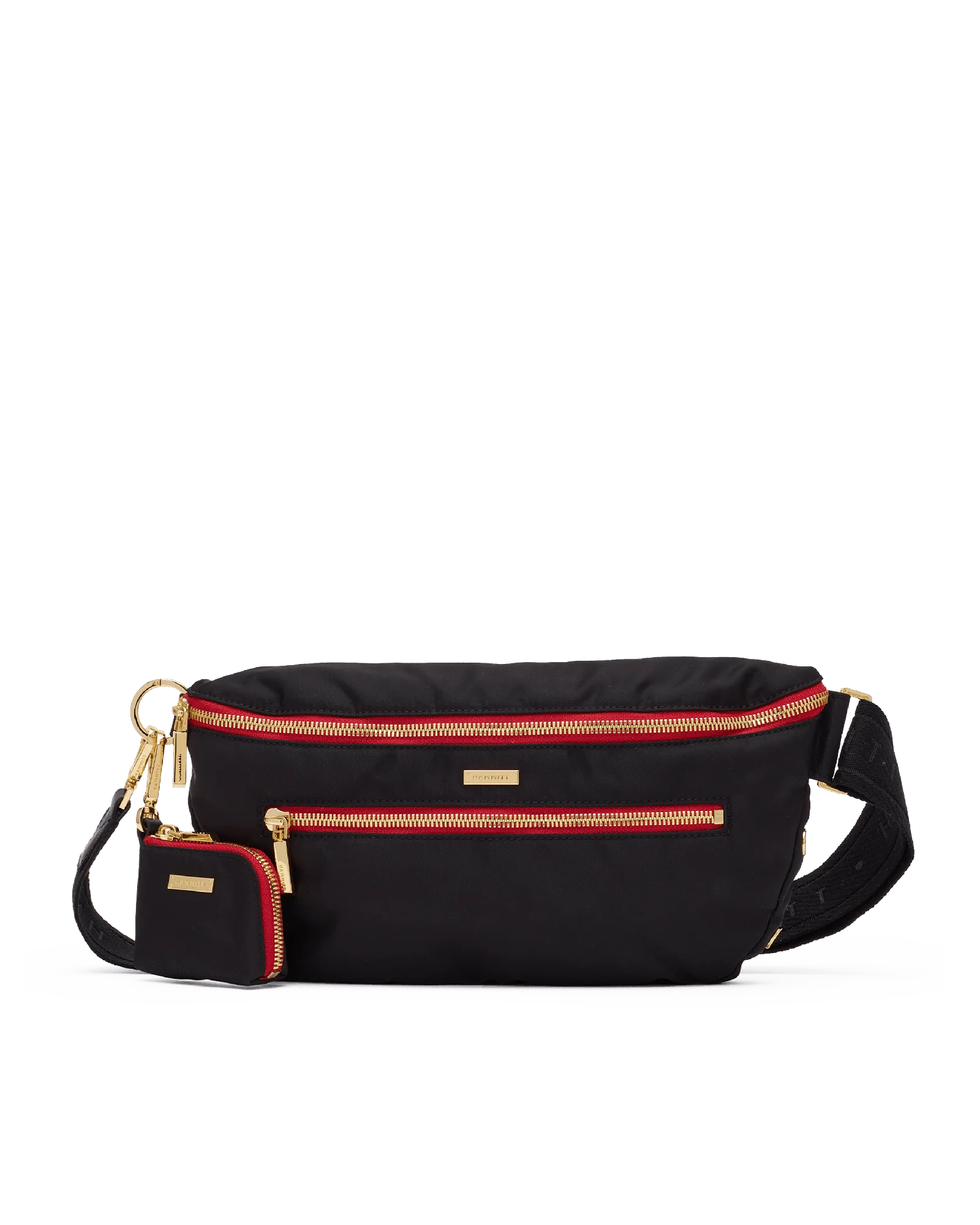 Charles Crossbody | Black Nylon/Gold Red Zip | Lrg