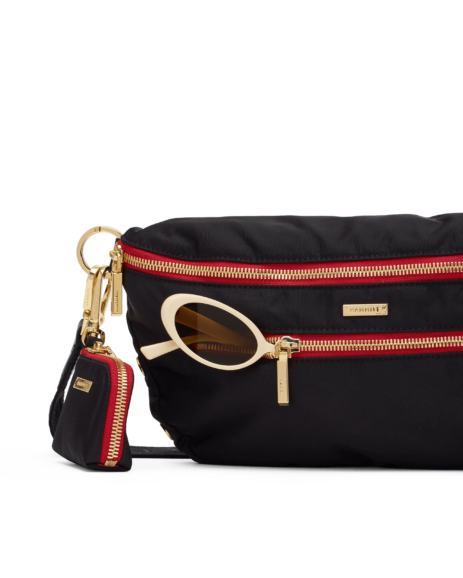 Charles Crossbody | Black Nylon/Gold Red Zip | Lrg - Image 5