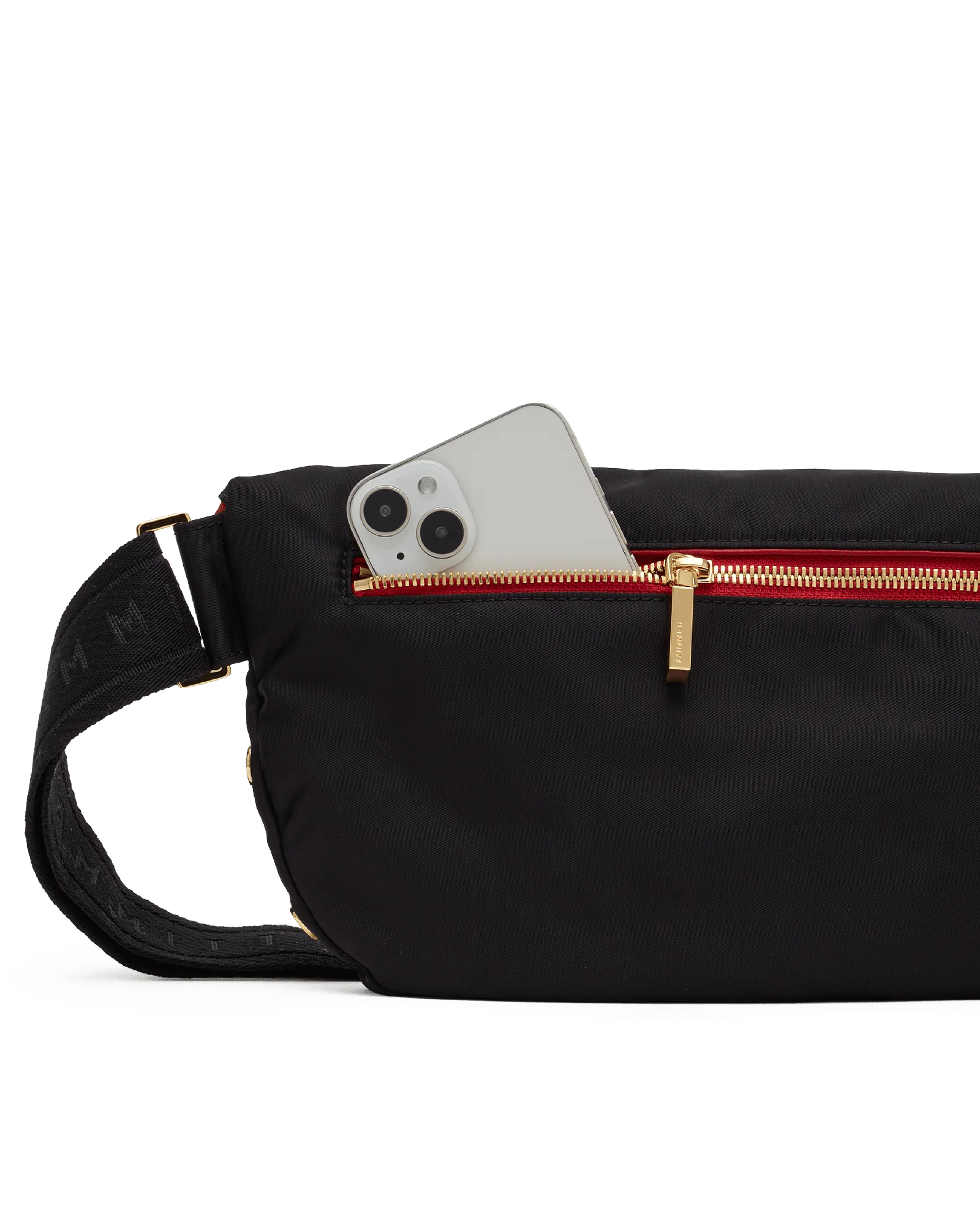 Charles Crossbody | Black Nylon/Gold Red Zip | Lrg - Image 6
