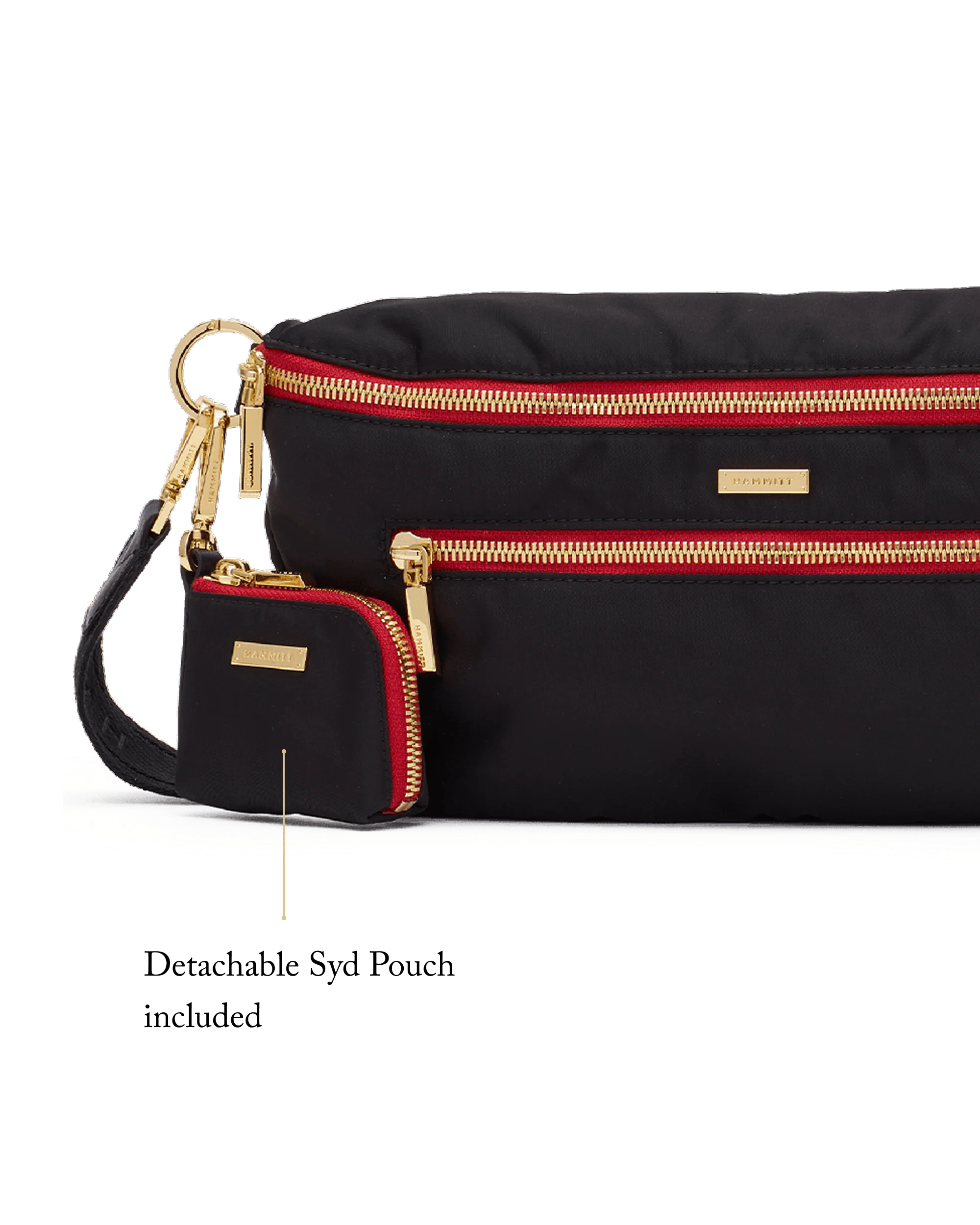 Charles Crossbody | Black Nylon/Gold Red Zip | Lrg - Image 7