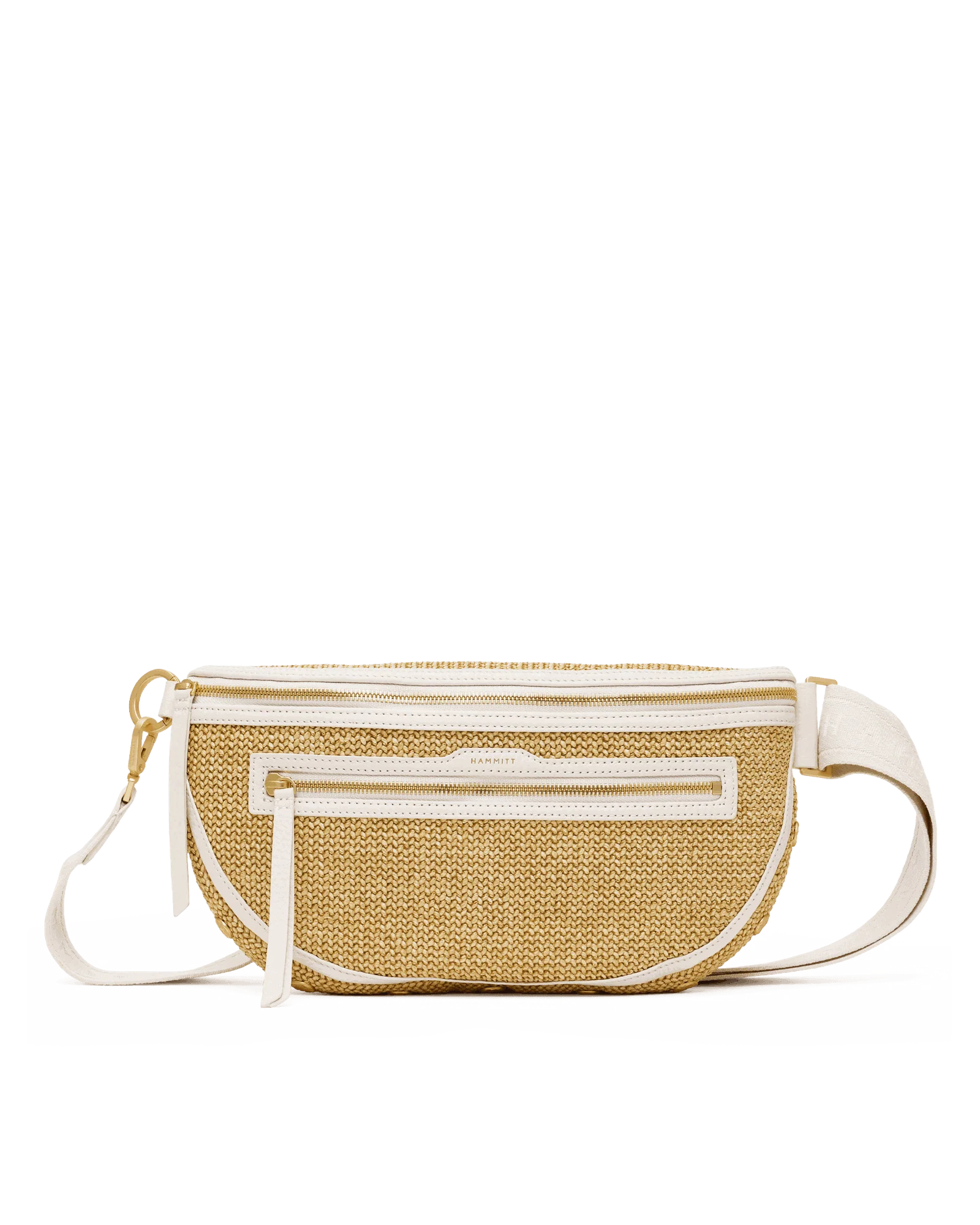 Charles Crossbody | Calla Lily White Raffia/Brushed Gold Hammered | Lrg
