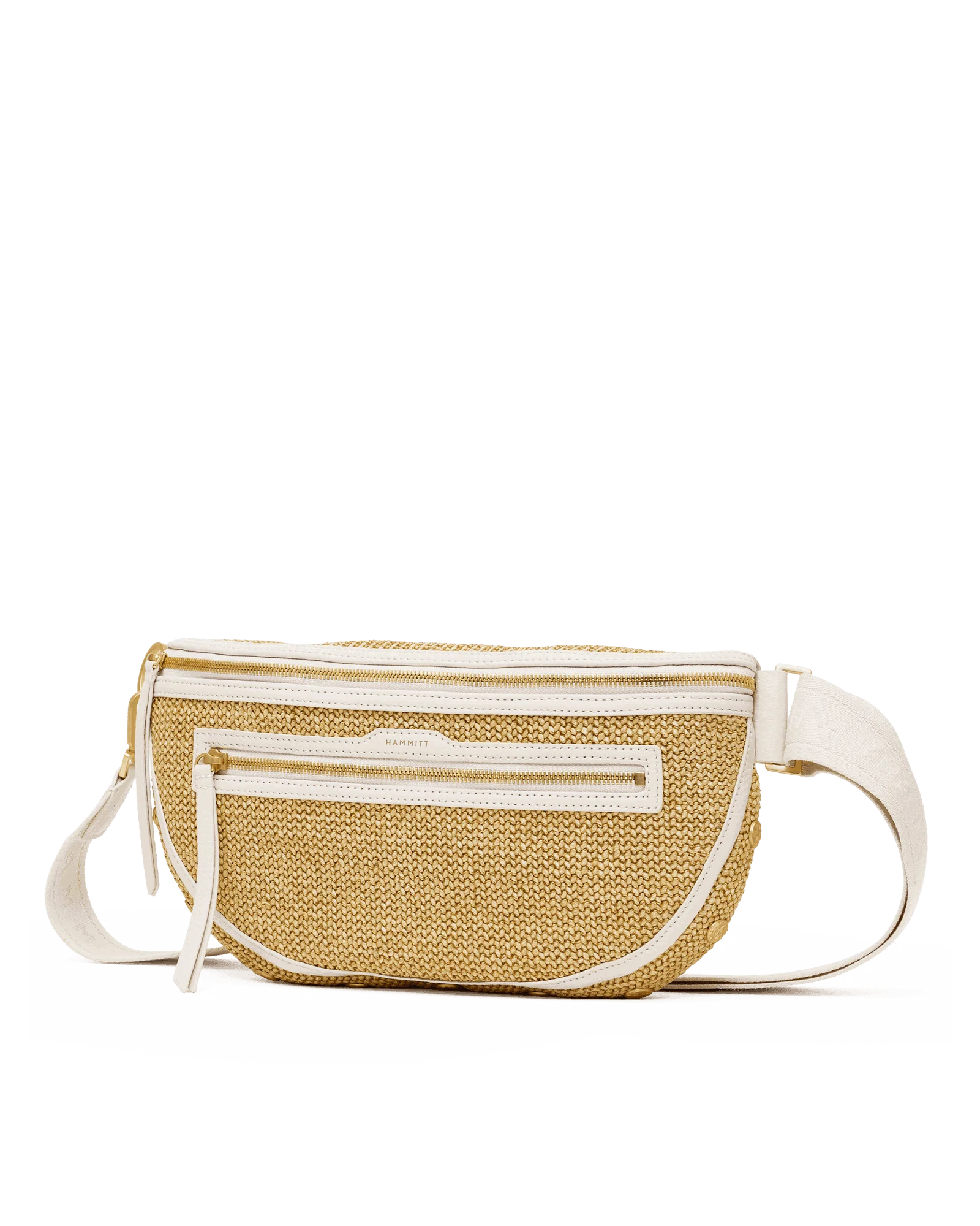 Charles Crossbody | Calla Lily White Raffia/Brushed Gold Hammered | Lrg - Image 4