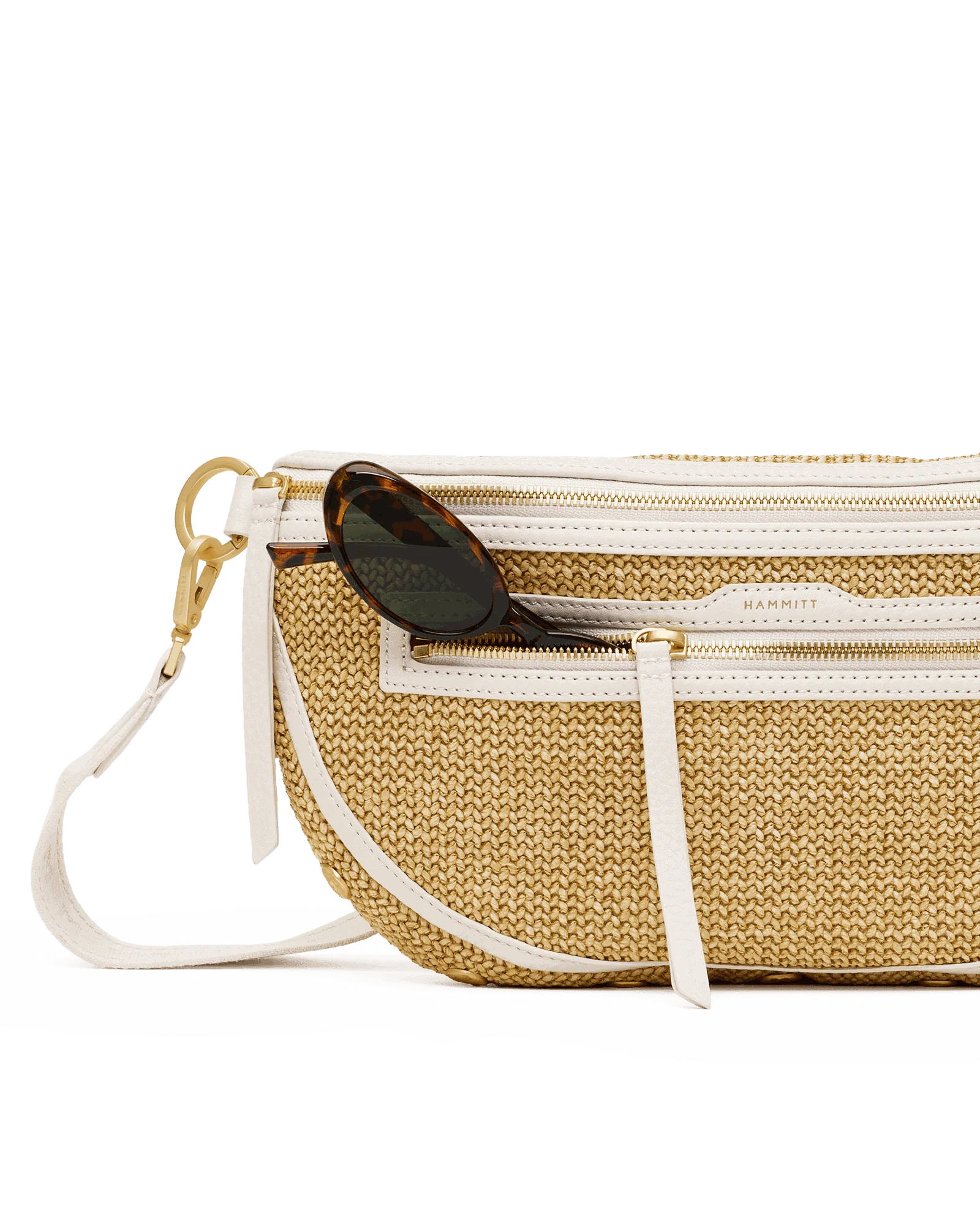 Charles Crossbody | Calla Lily White Raffia/Brushed Gold Hammered | Lrg - Image 5
