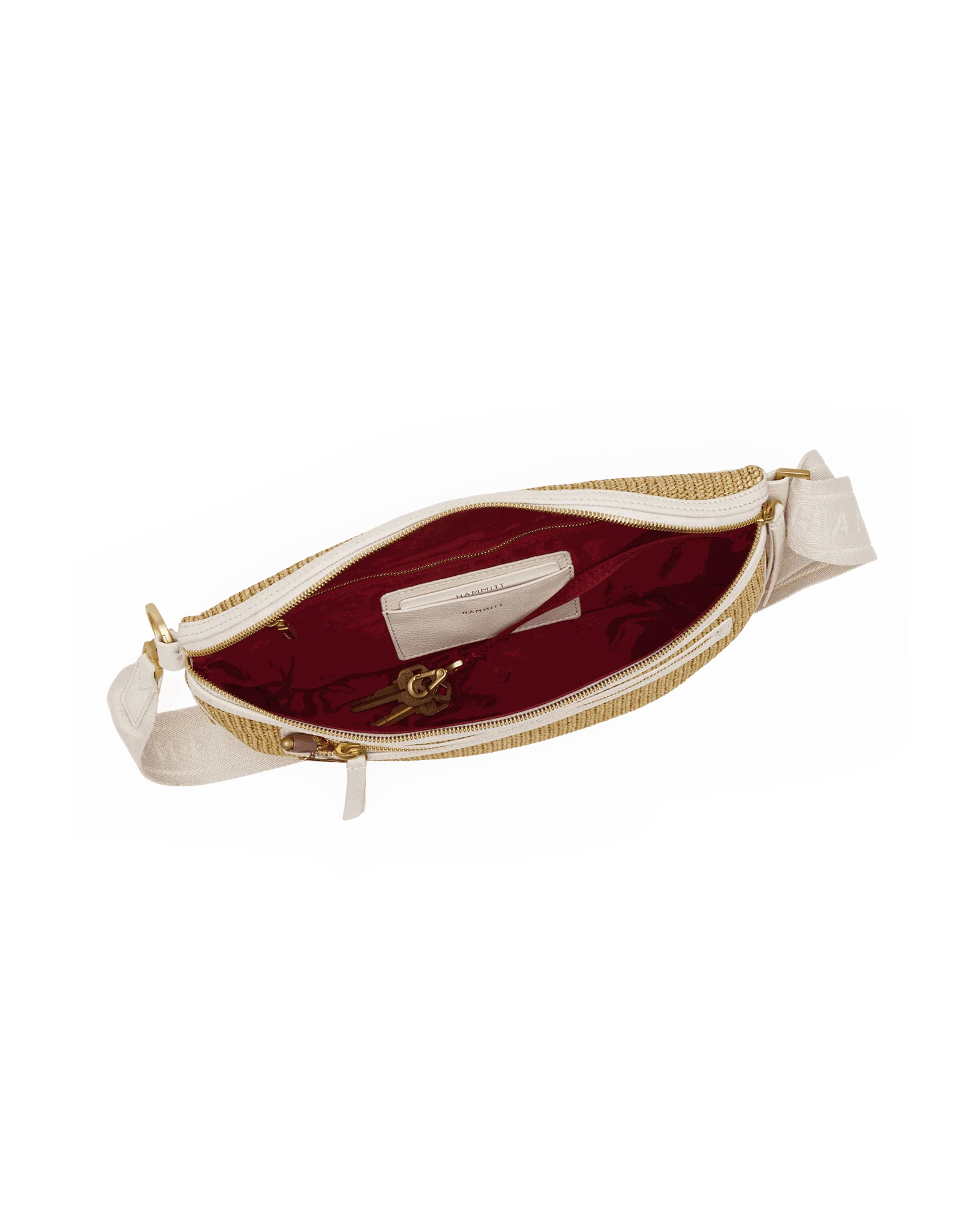 Charles Crossbody | Calla Lily White Raffia/Brushed Gold Hammered | Lrg - Image 7