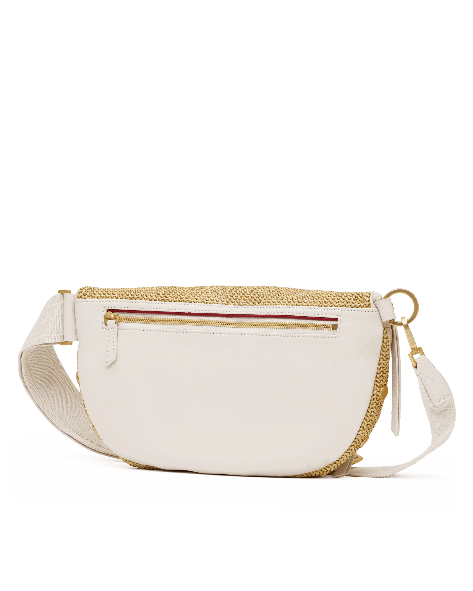 Charles Crossbody | Calla Lily White Raffia/Brushed Gold Hammered | Lrg - Image 8