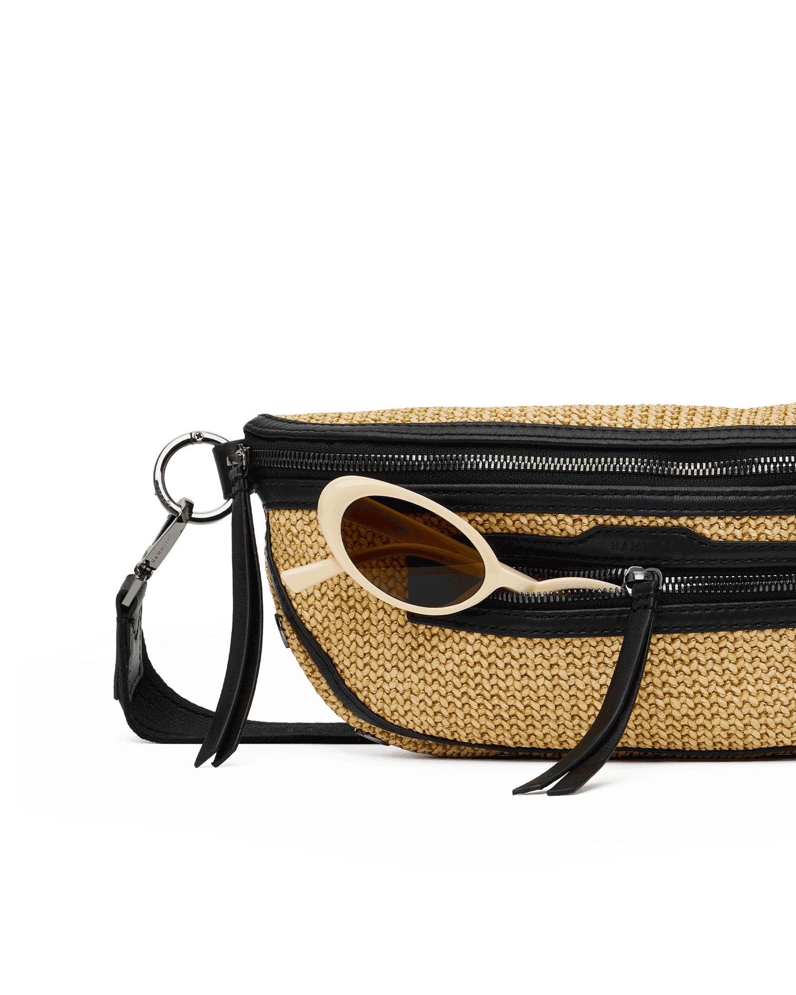 Charles Crossbody | Noir Smooth Raffia/Gunmetal | Med - Image 6
