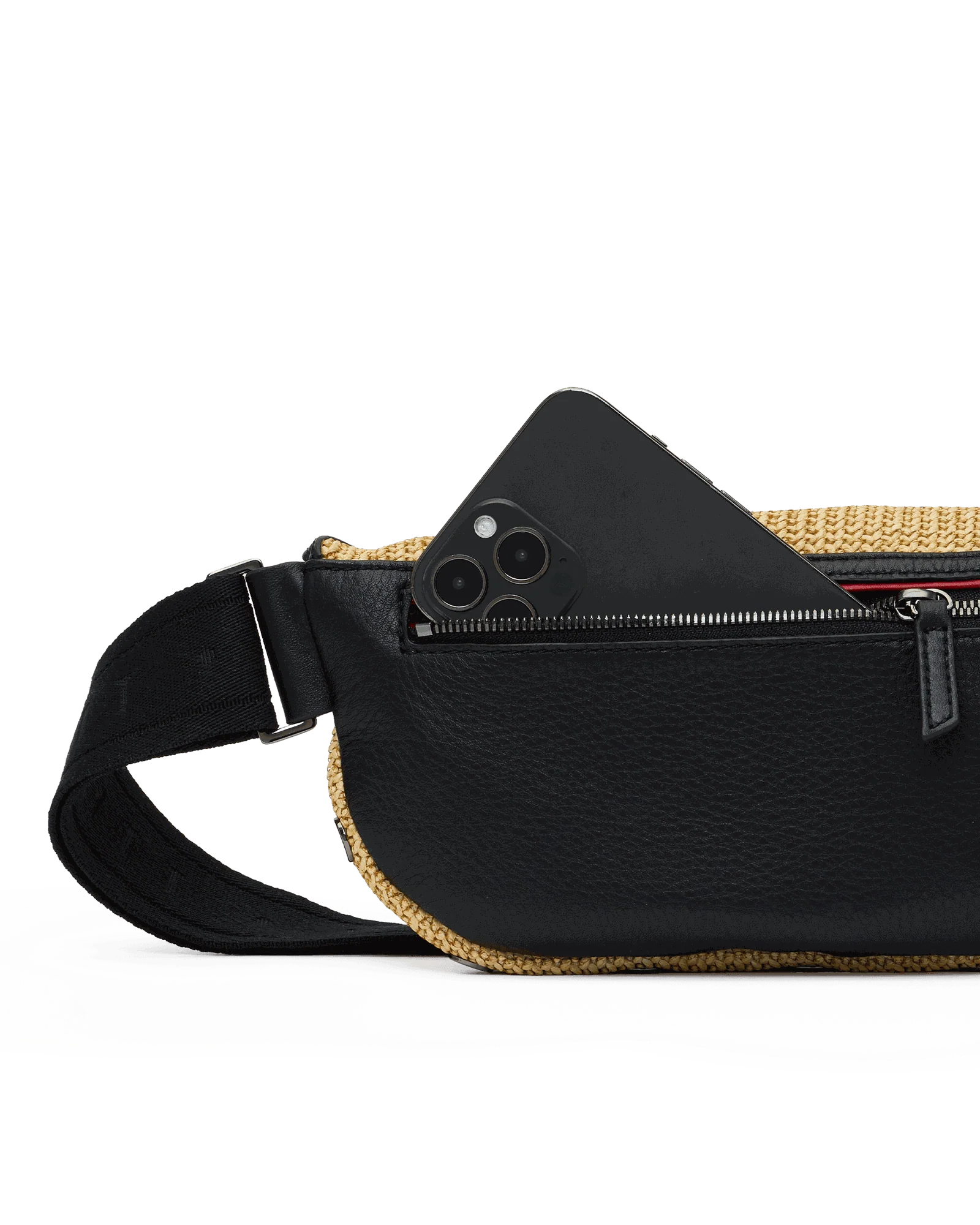 Charles Crossbody | Noir Smooth Raffia/Gunmetal | Med - Image 7