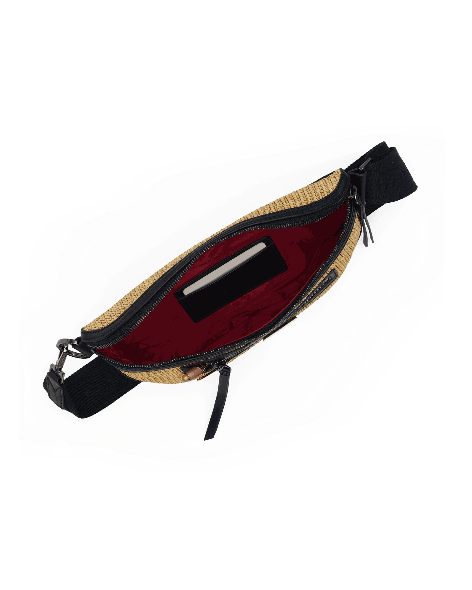 Charles Crossbody | Noir Smooth Raffia/Gunmetal | Med - Image 8