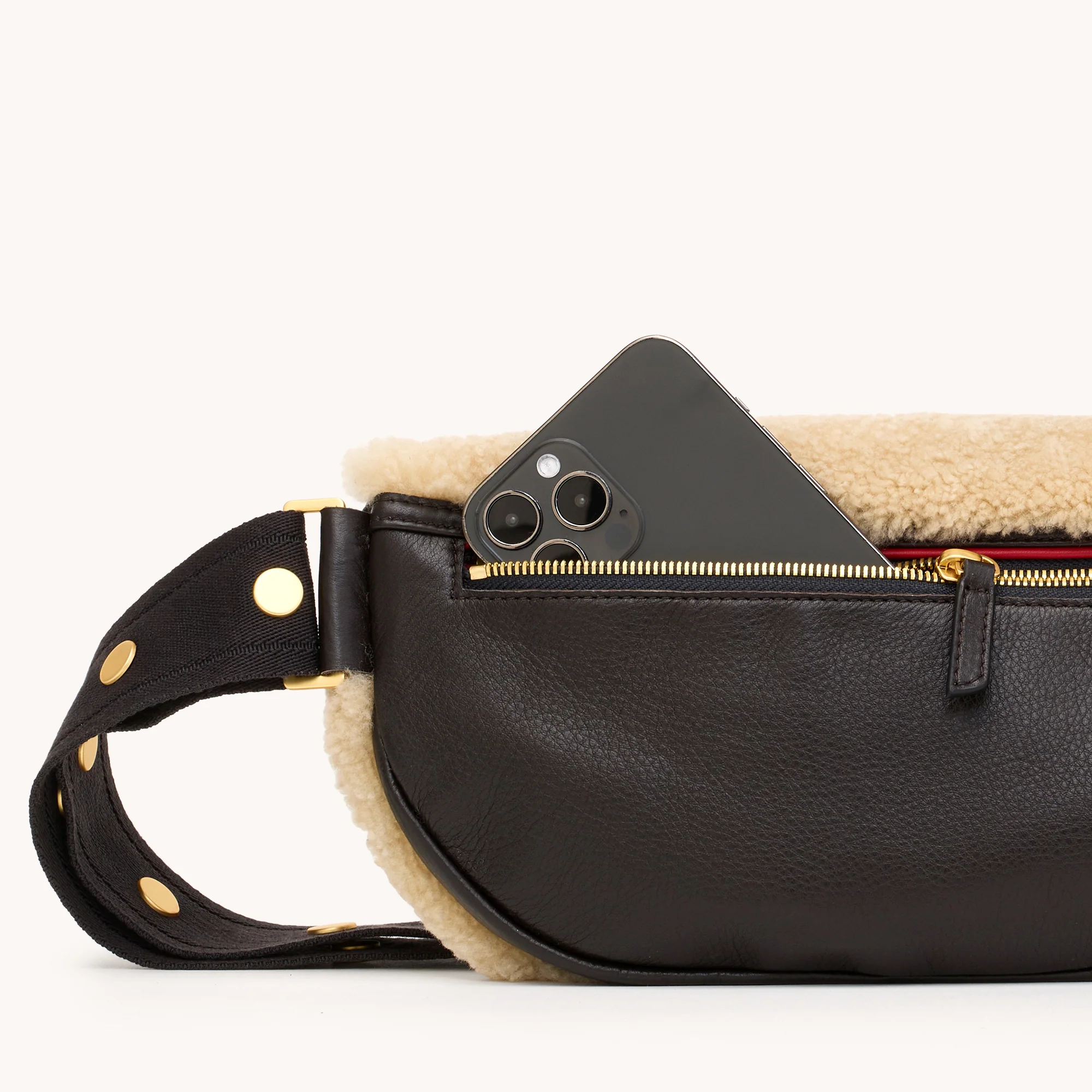 Charles Crossbody | Sundance Shearling/Brushed Gold | Med - Image 7