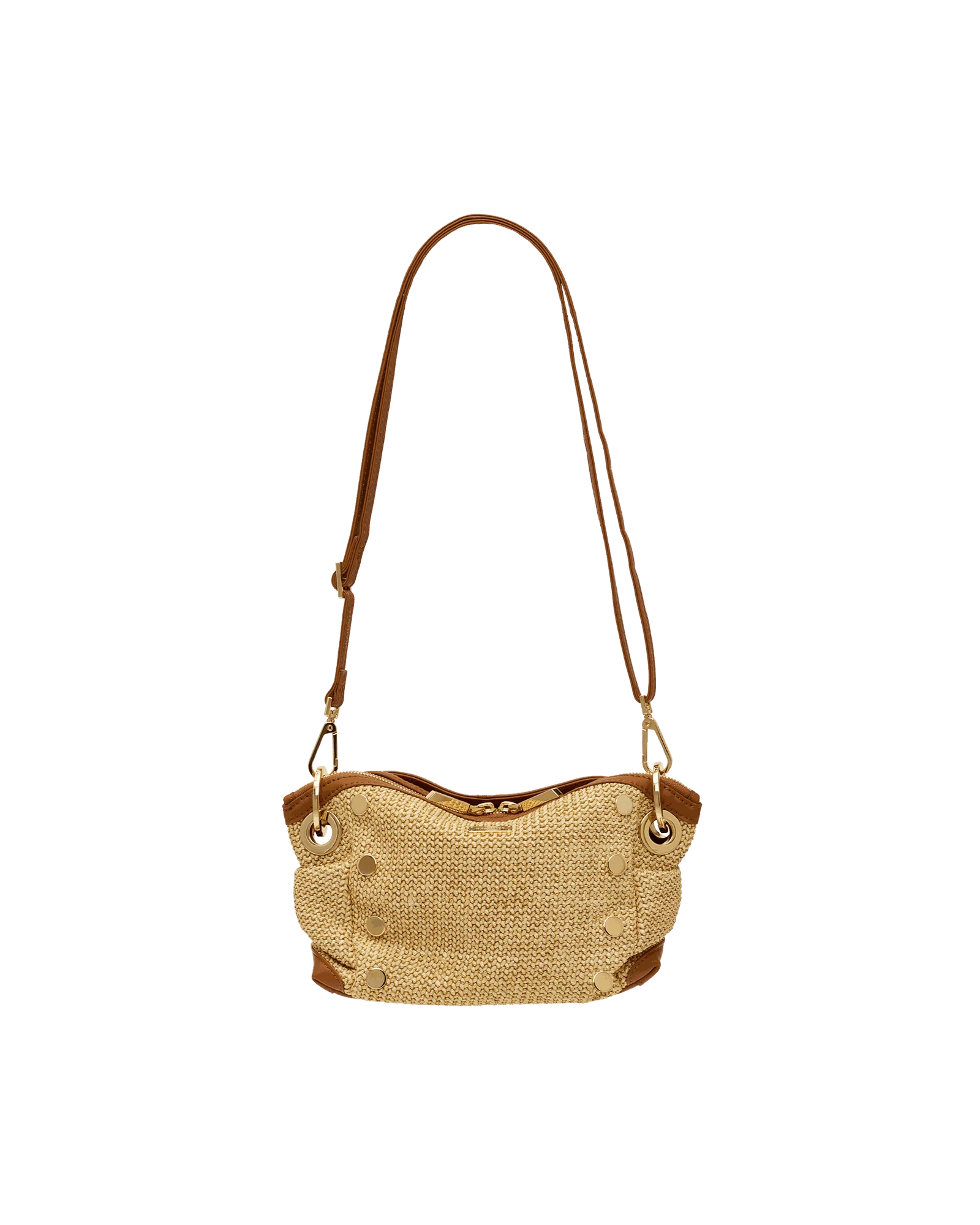 Daniel Crossbody Clutch | Cocoa Raffia/Gold | Sml - Image 6