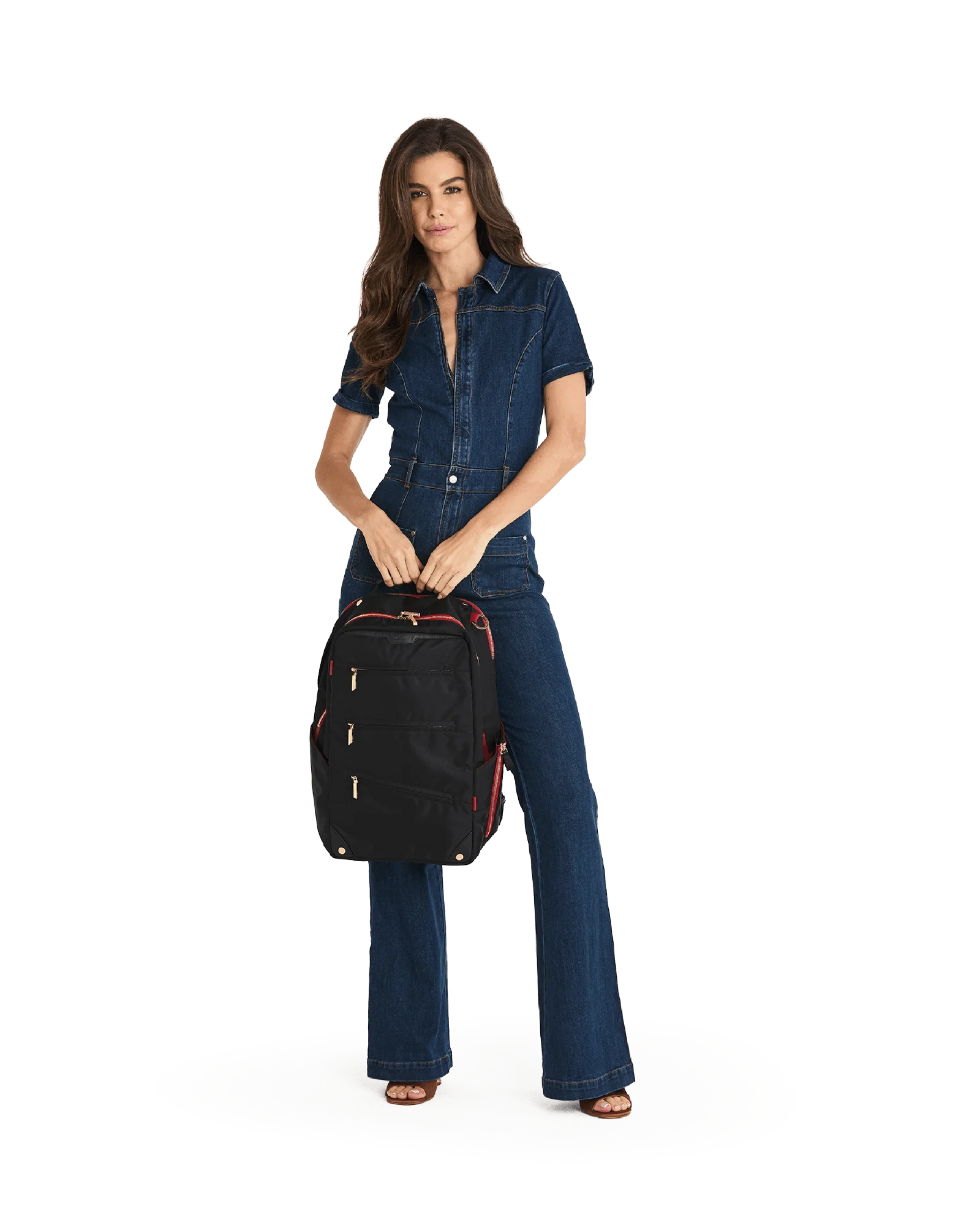 Eden Backpack | Black Nylon/Gold Red Zip - Image 4