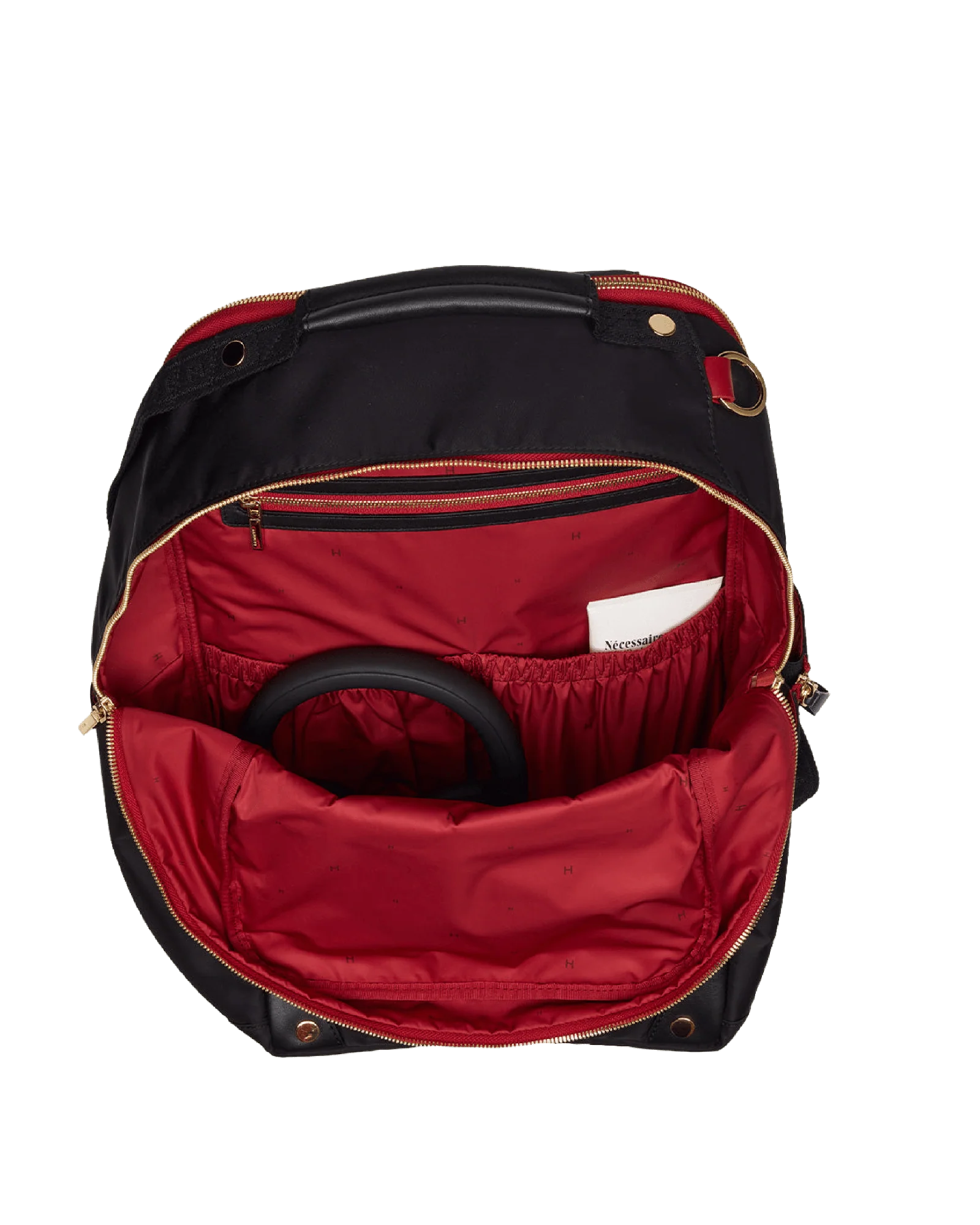 Eden Backpack | Black Nylon/Gold Red Zip - Image 5