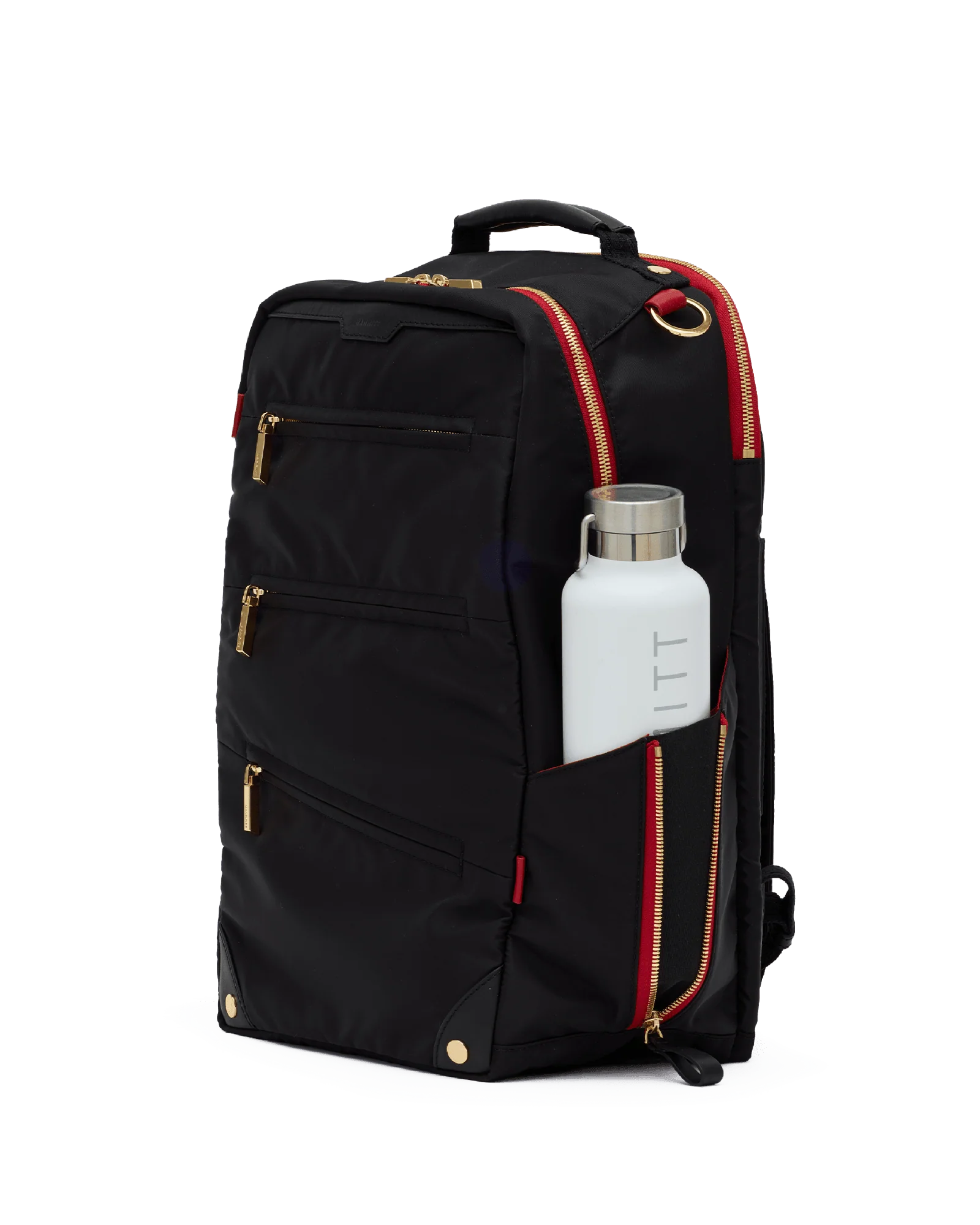 Eden Backpack | Black Nylon/Gold Red Zip - Image 6