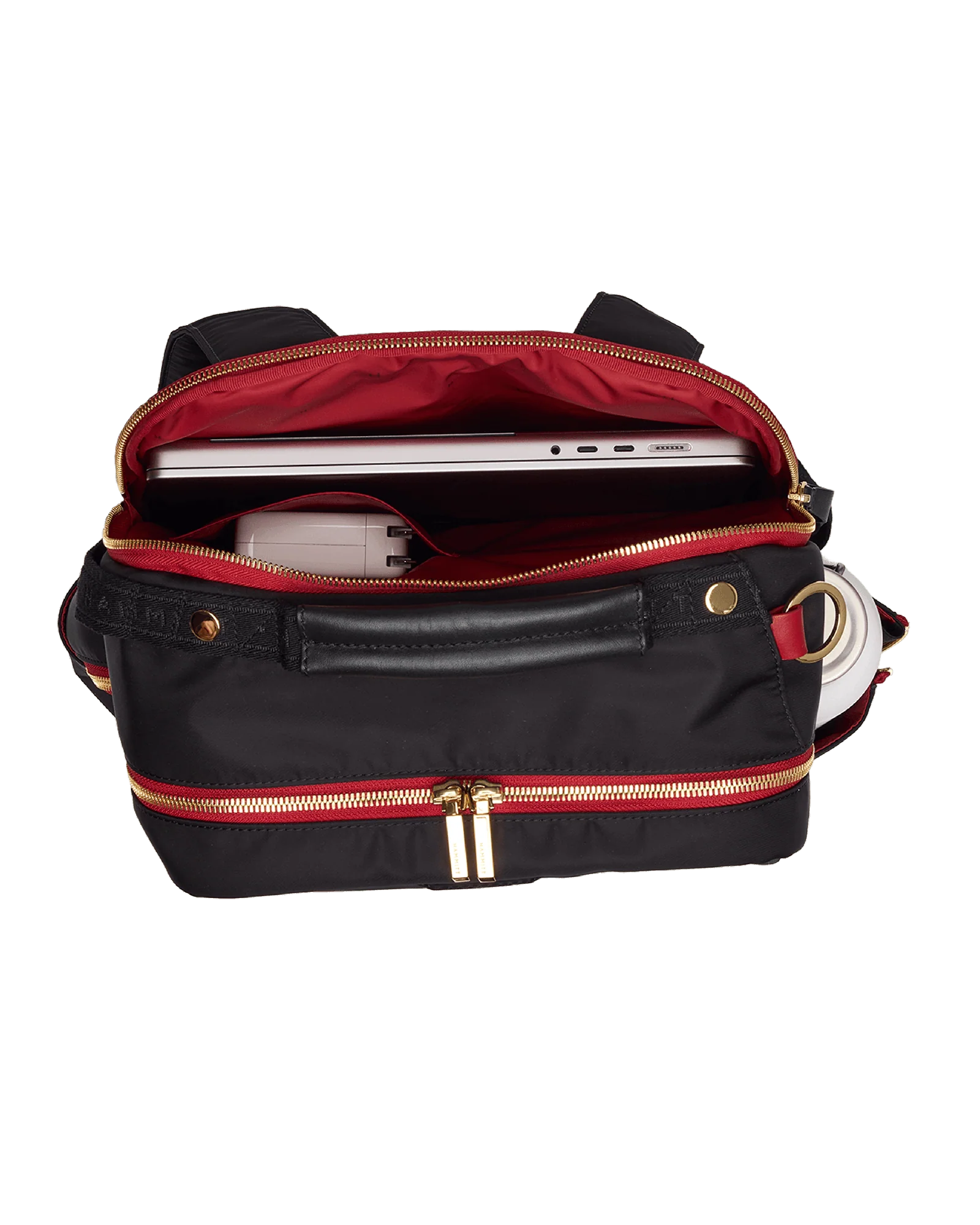 Eden Backpack | Black Nylon/Gold Red Zip - Image 8