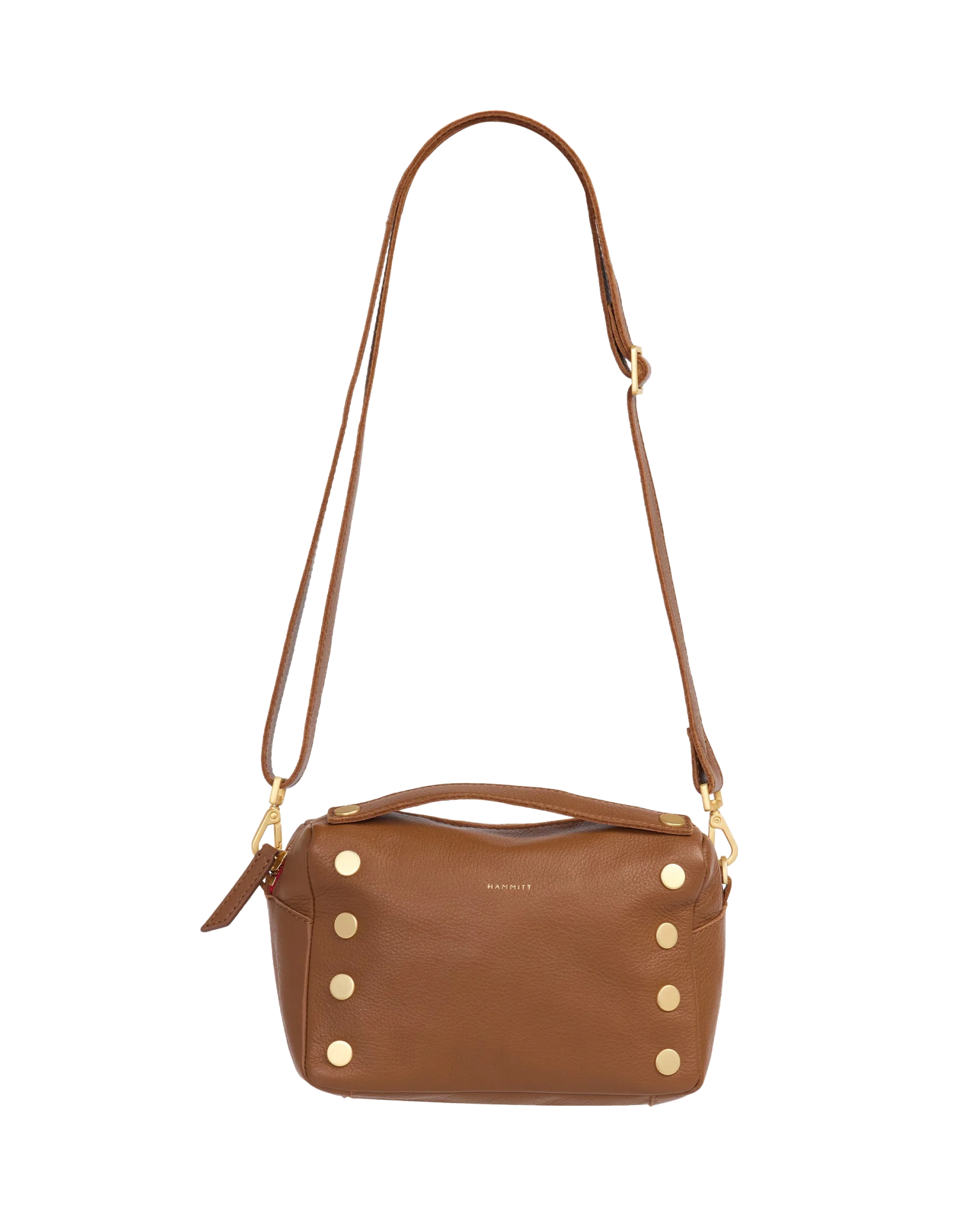 Evan Crossbody | Mahogany Pebble/Brushed Gold Red Zip | Sml - Image 4
