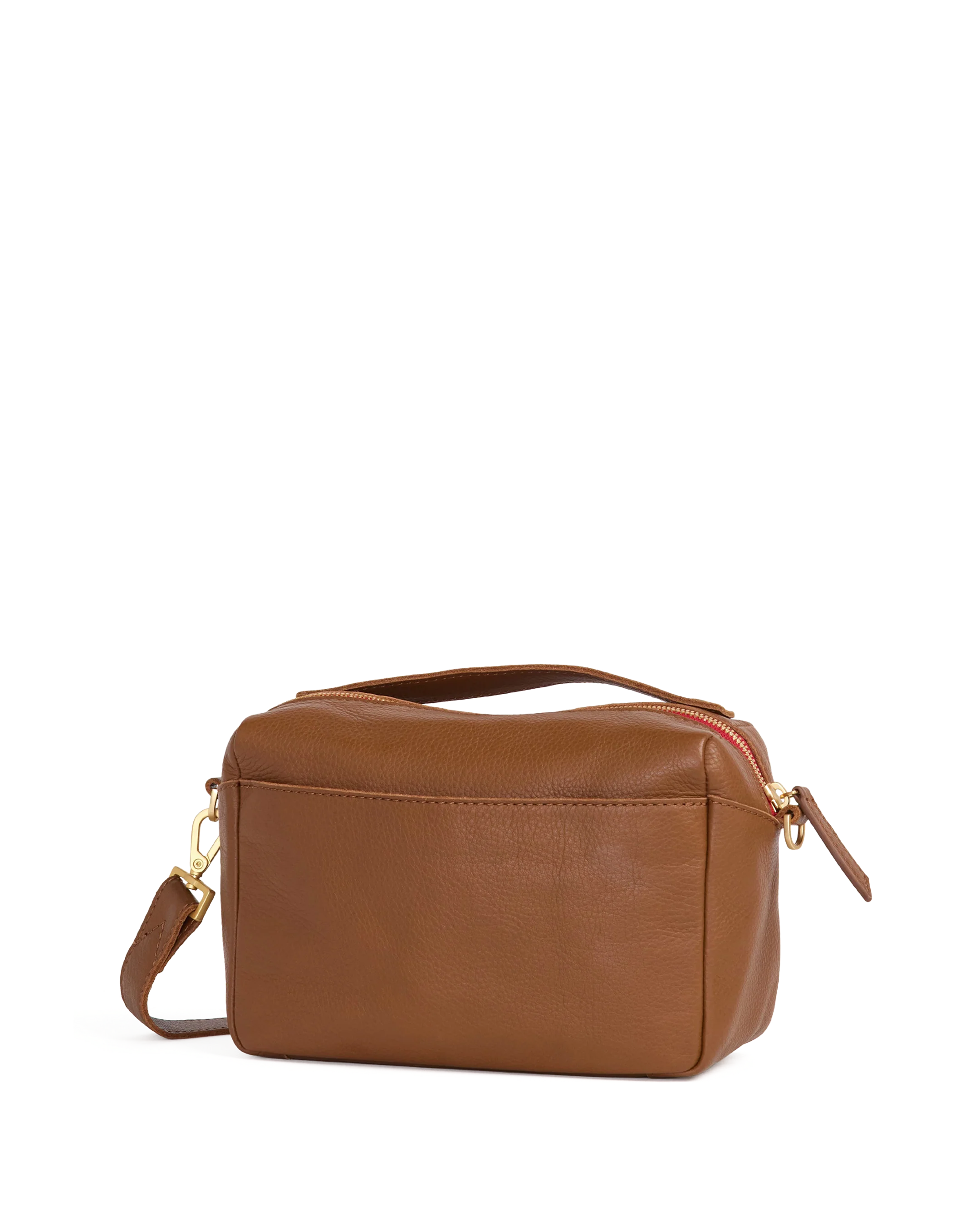 Evan Crossbody | Mahogany Pebble/Brushed Gold Red Zip | Sml - Image 5