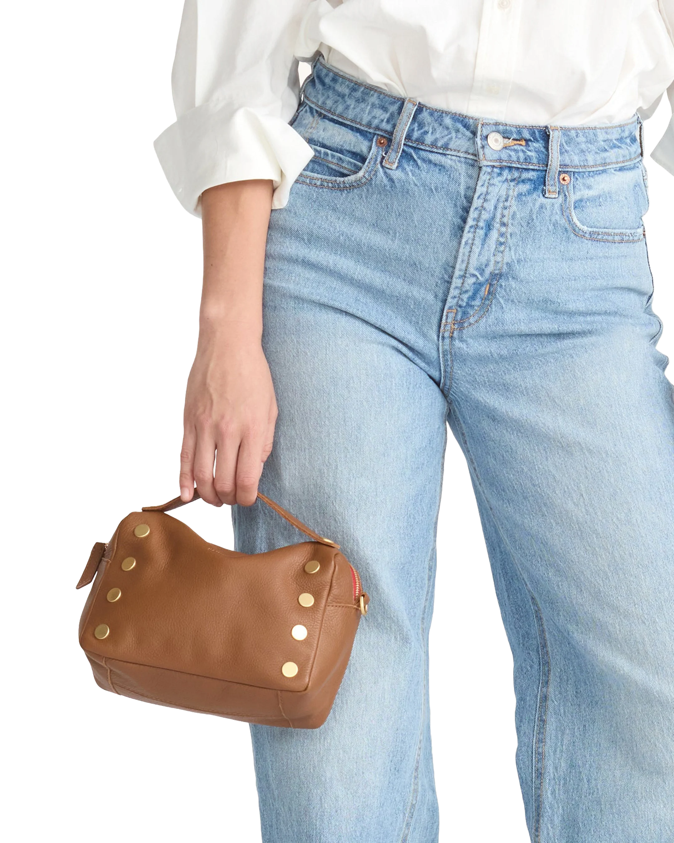 Evan Crossbody | Mahogany Pebble/Brushed Gold Red Zip | Sml - Image 9