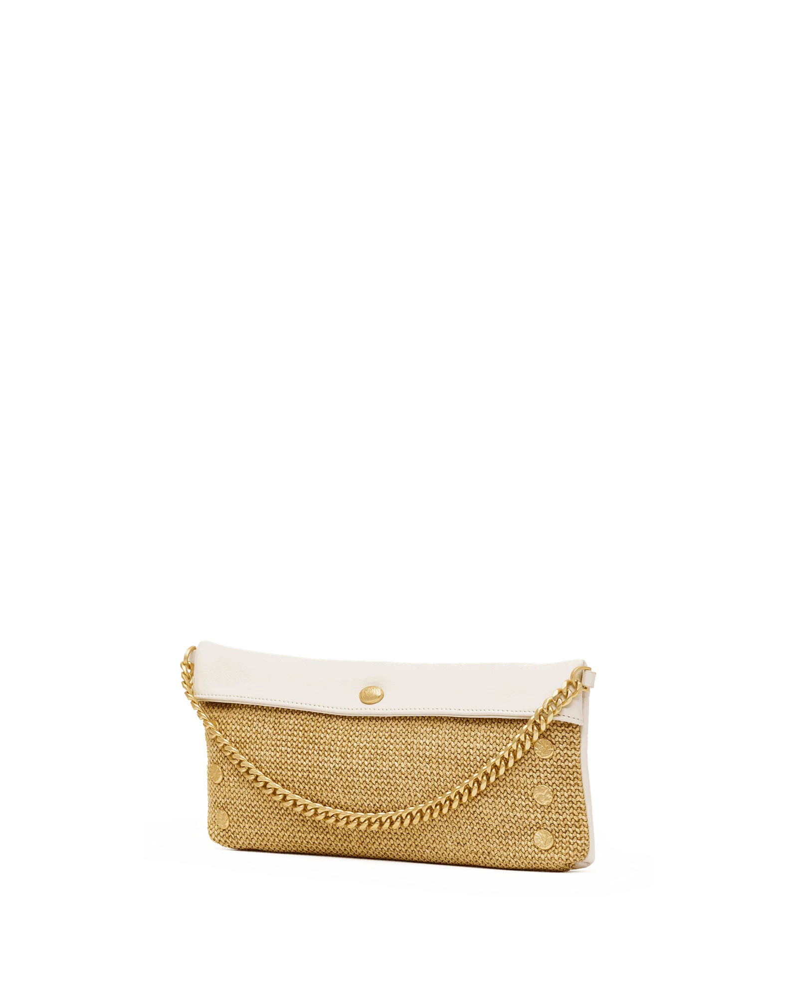 Invitation Clutch | Calla Lily White Raffia/Brushed Gold Hammered - Image 4