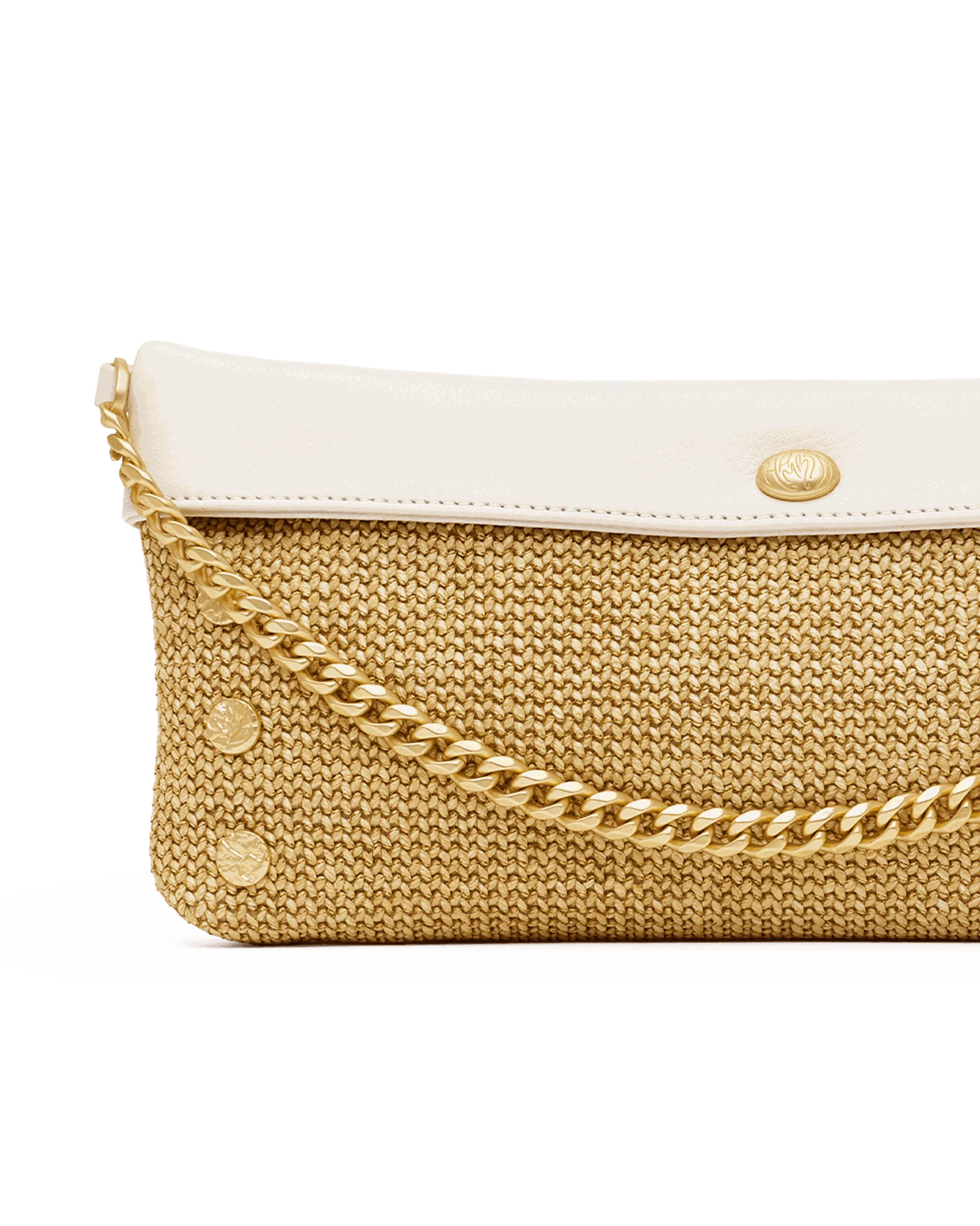 Invitation Clutch | Calla Lily White Raffia/Brushed Gold Hammered - Image 5
