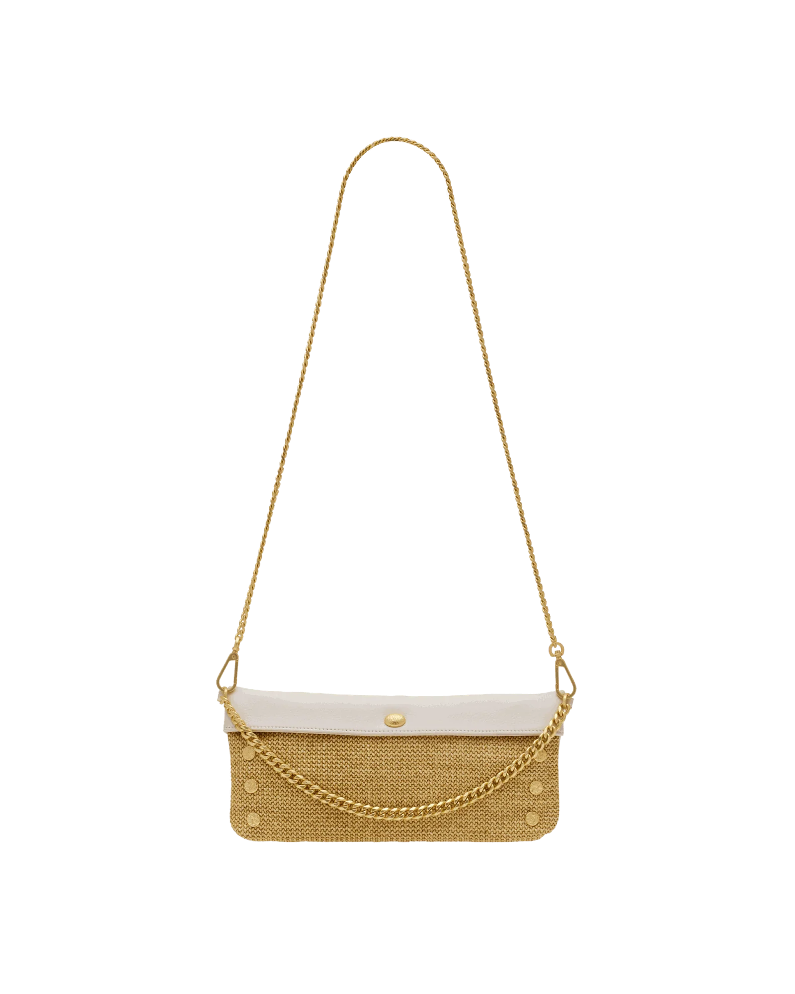 Invitation Clutch | Calla Lily White Raffia/Brushed Gold Hammered - Image 7