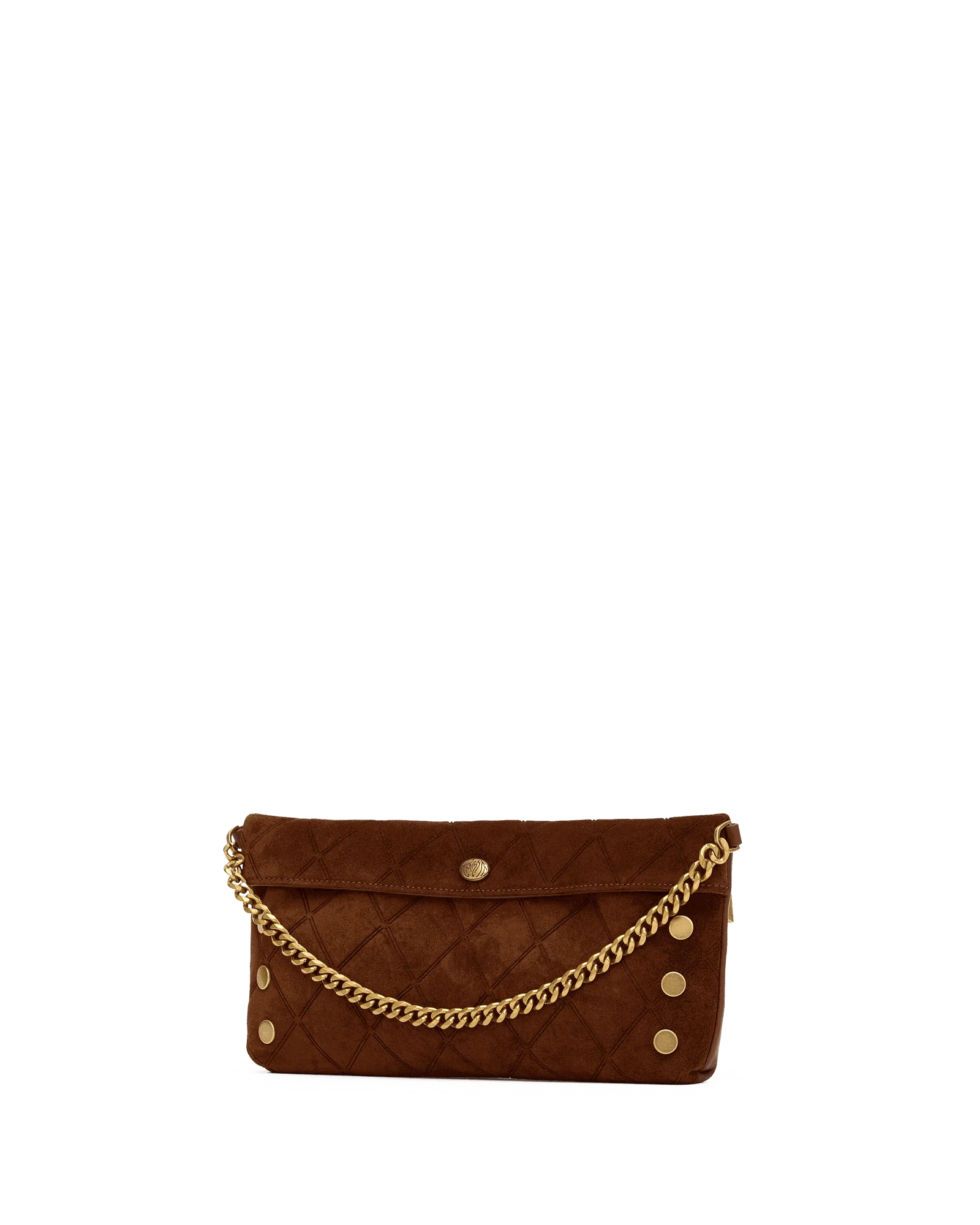 Invitation Clutch | Chocolate Diamond Suede/Antique Gold - Image 6