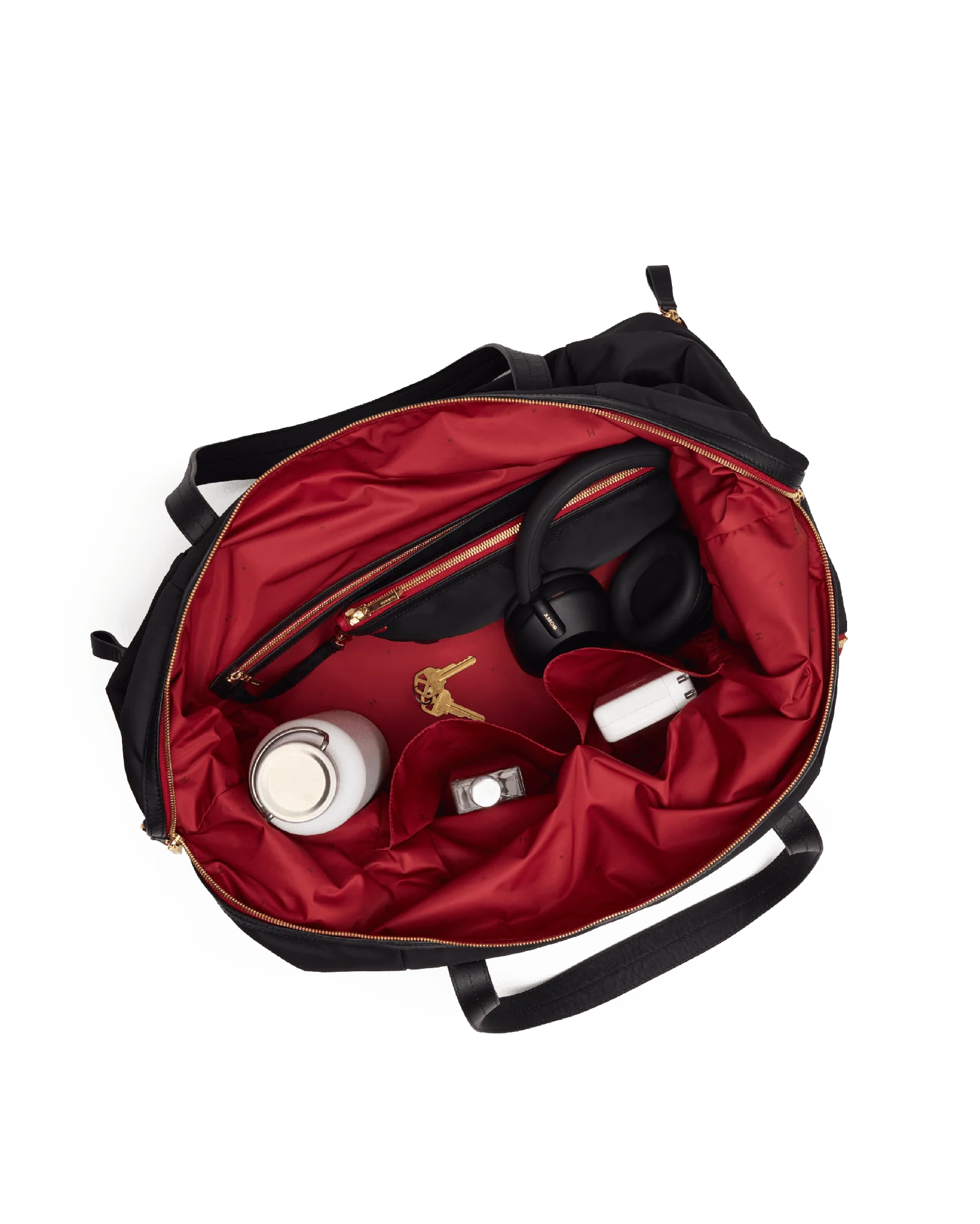 Ivy Weekender | Black Nylon/Gold Red Zip - Image 3