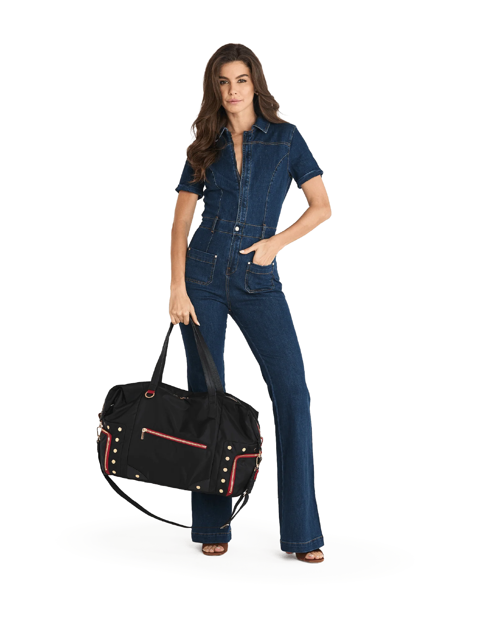 Ivy Weekender | Black Nylon/Gold Red Zip - Image 5