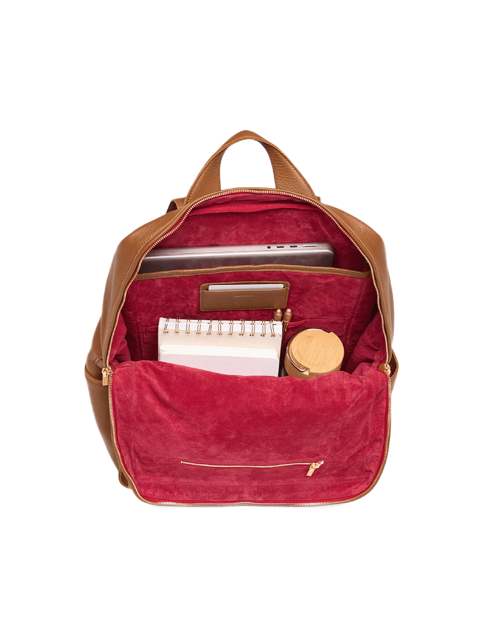 Montana Backpack | Mahogany Pebble/Brushed Gold Red Zip | XL - Image 3