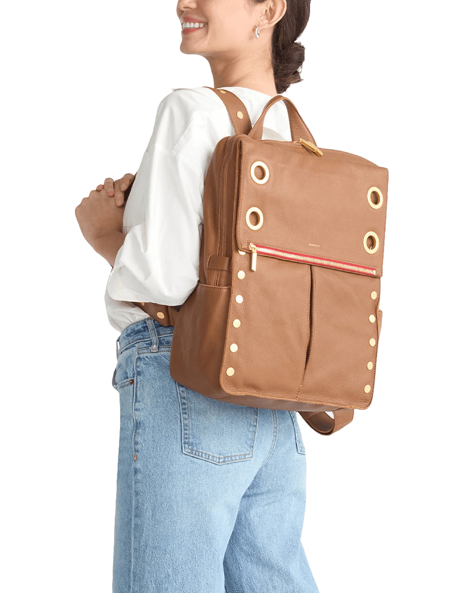Montana Backpack | Mahogany Pebble/Brushed Gold Red Zip | XL - Image 4
