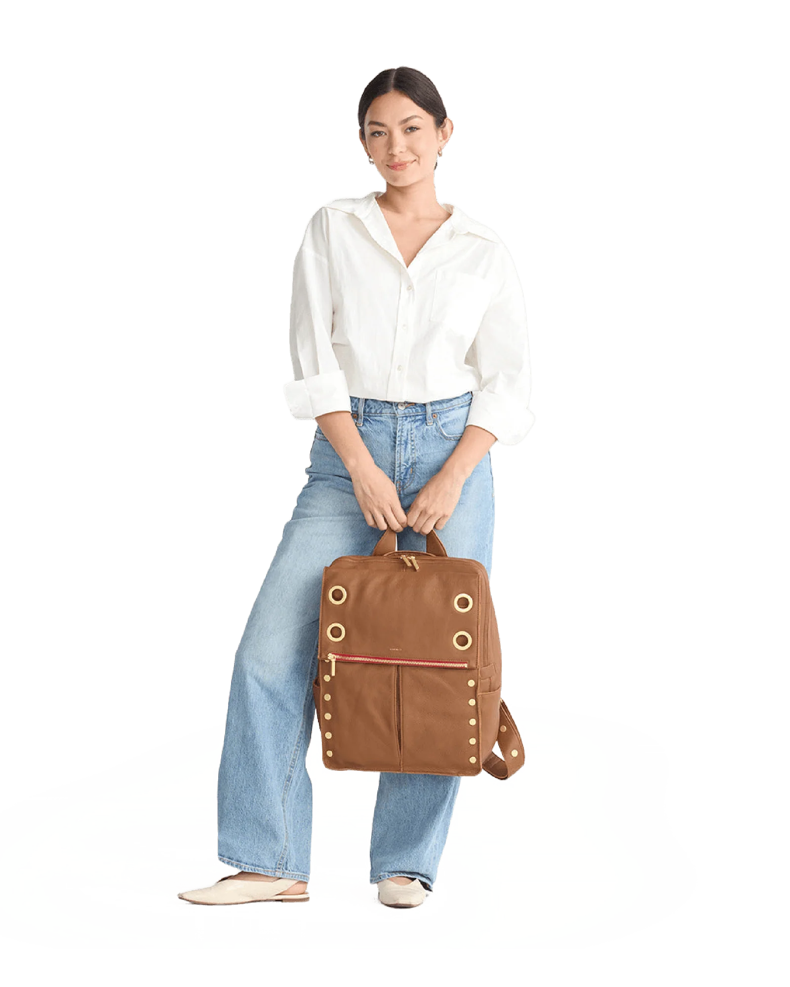 Montana Backpack | Mahogany Pebble/Brushed Gold Red Zip | XL - Image 5
