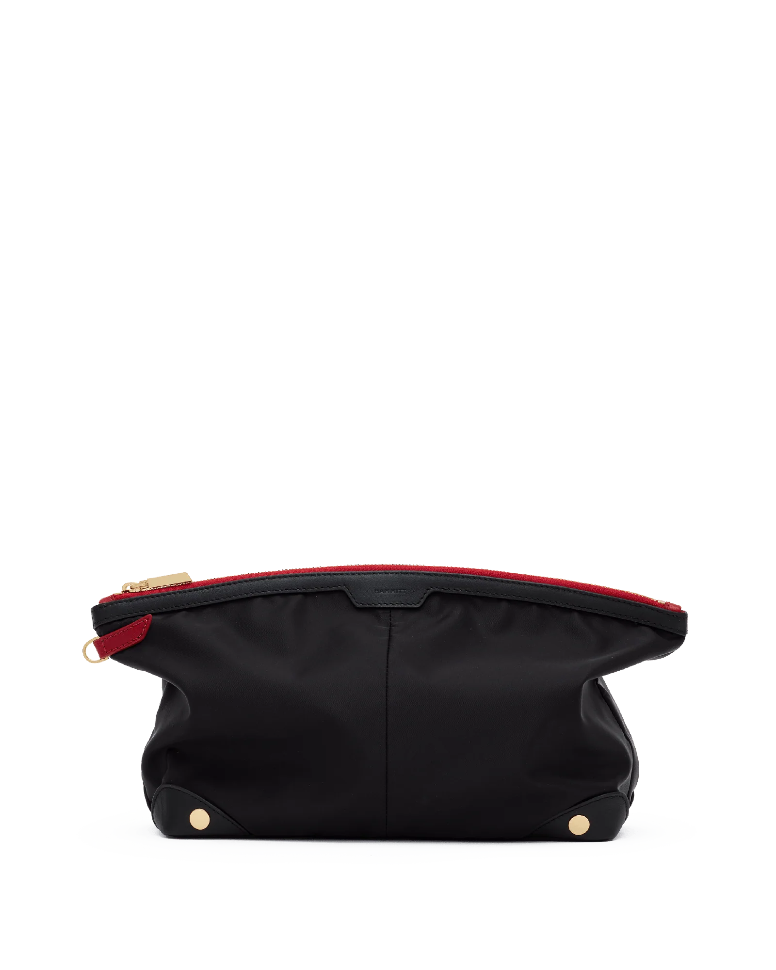 Nicky Cosmetic Pouch | Black Nylon/Gold Red Zip | Lrg