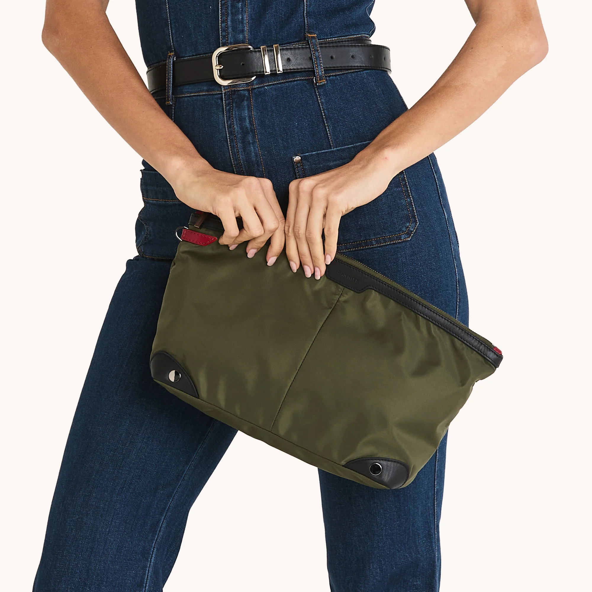 Nicky Cosmetic Pouch | Jade Nylon/Gunmetal | Lrg - Image 2