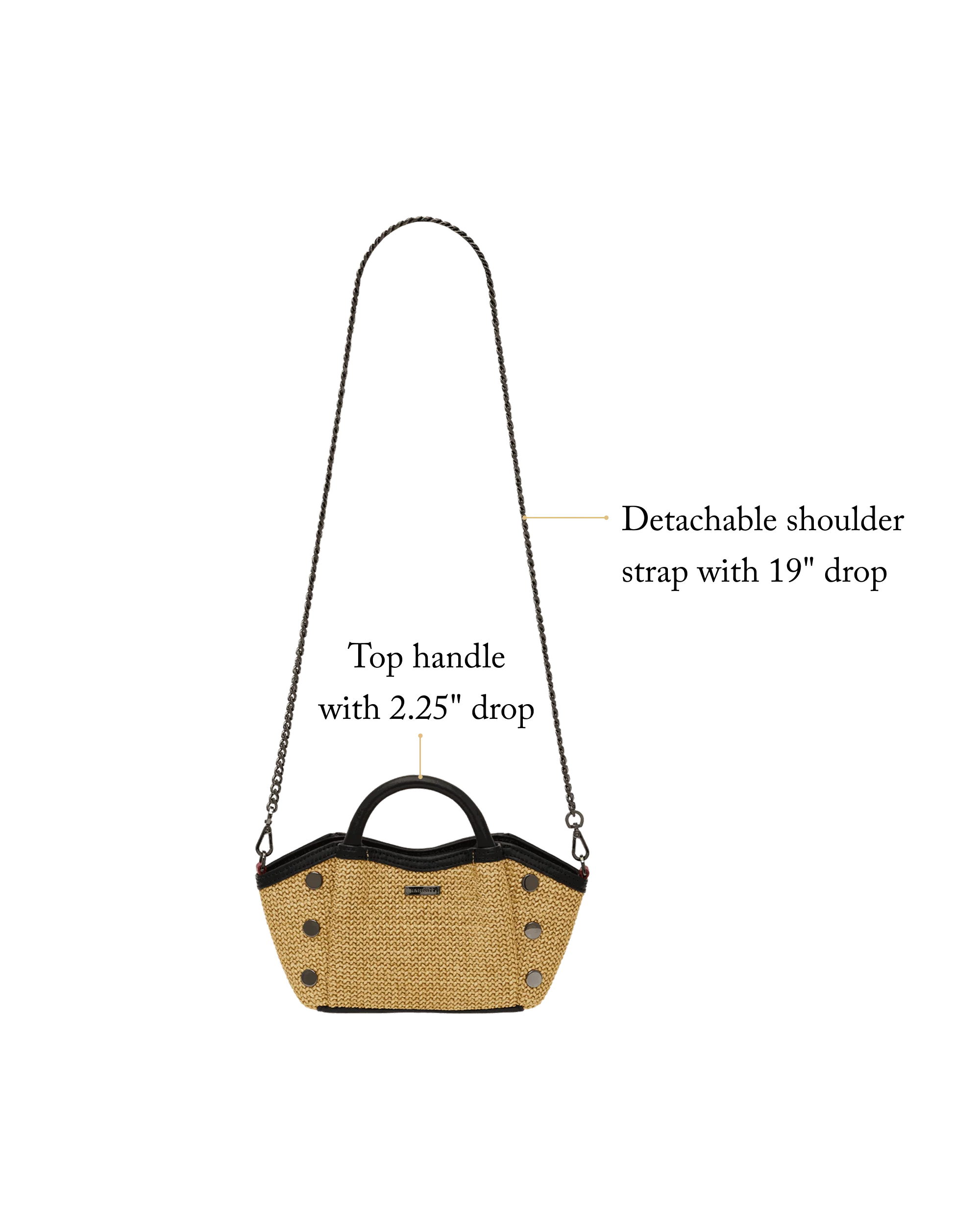 Paul | Noir Smooth Raffia/Gunmetal | Mini - Image 9