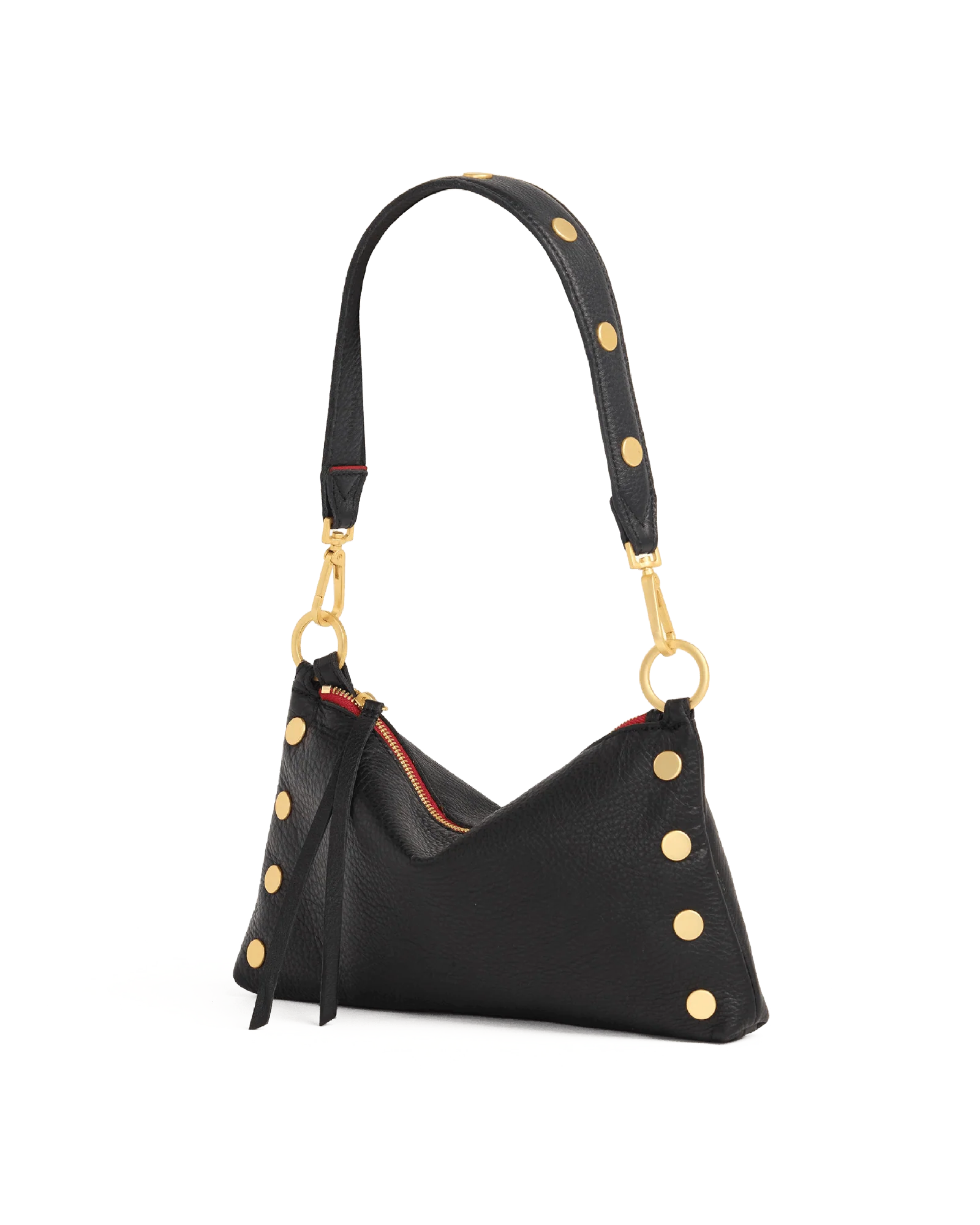 Riveted Shoulder Strap | Black Pebbled/Brushed Gold