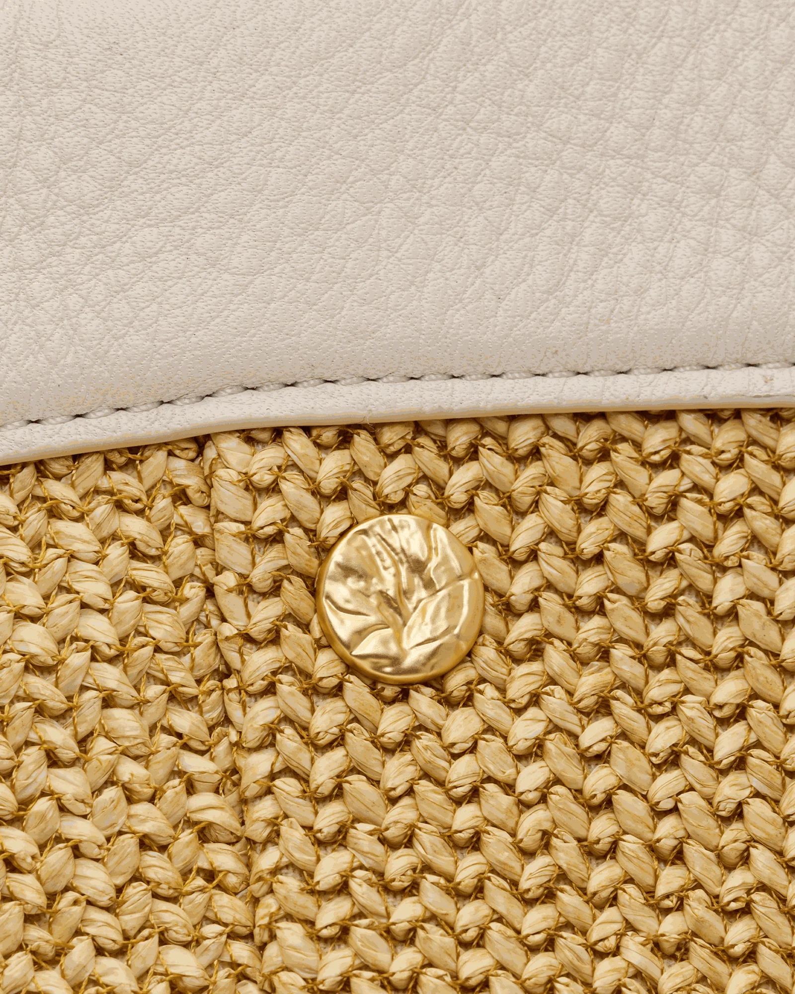 Shelley Tote | Calla Lily White Raffia/Brushed Gold Hammered - Image 10