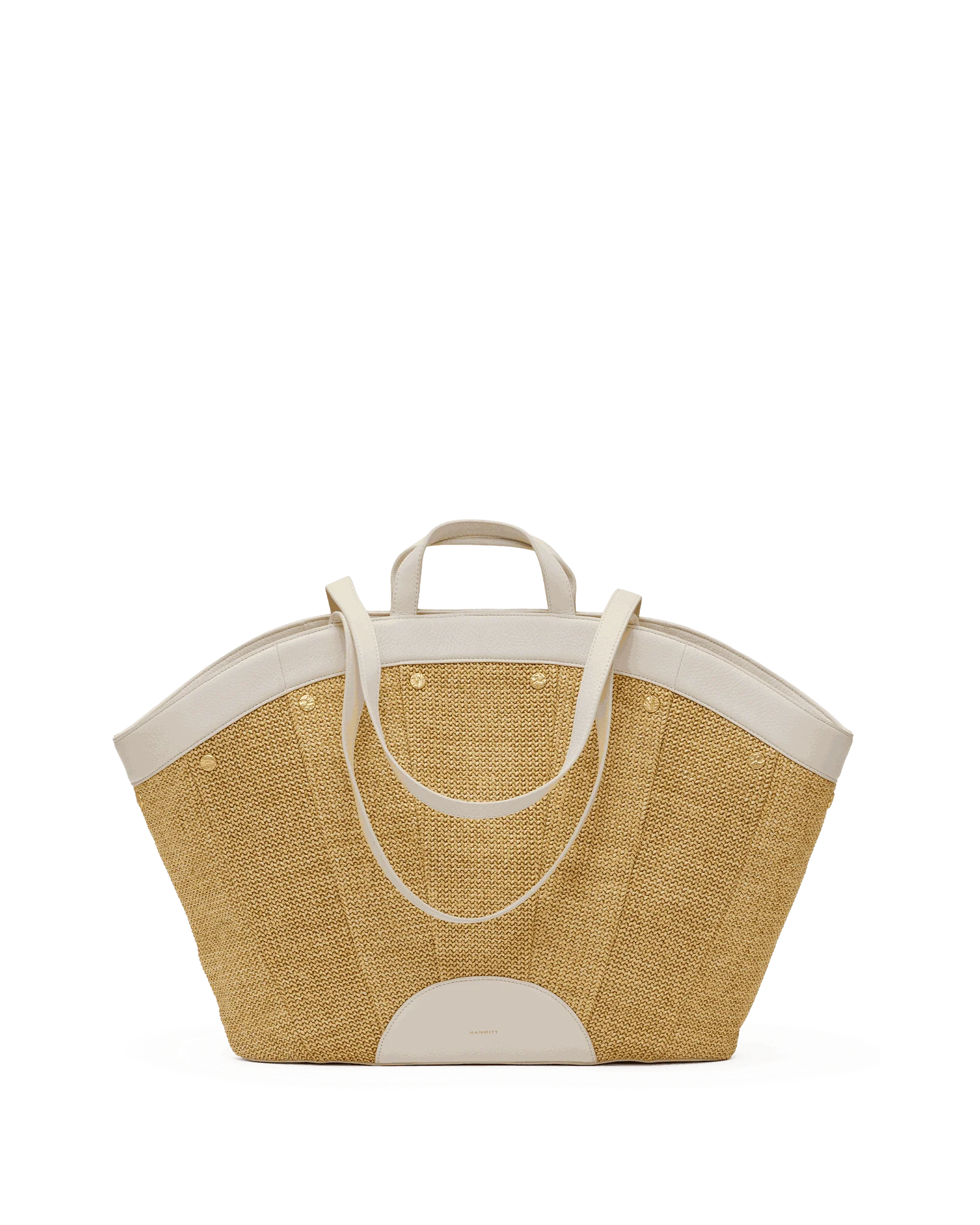 Shelley Tote | Calla Lily White Raffia/Brushed Gold Hammered - Image 5