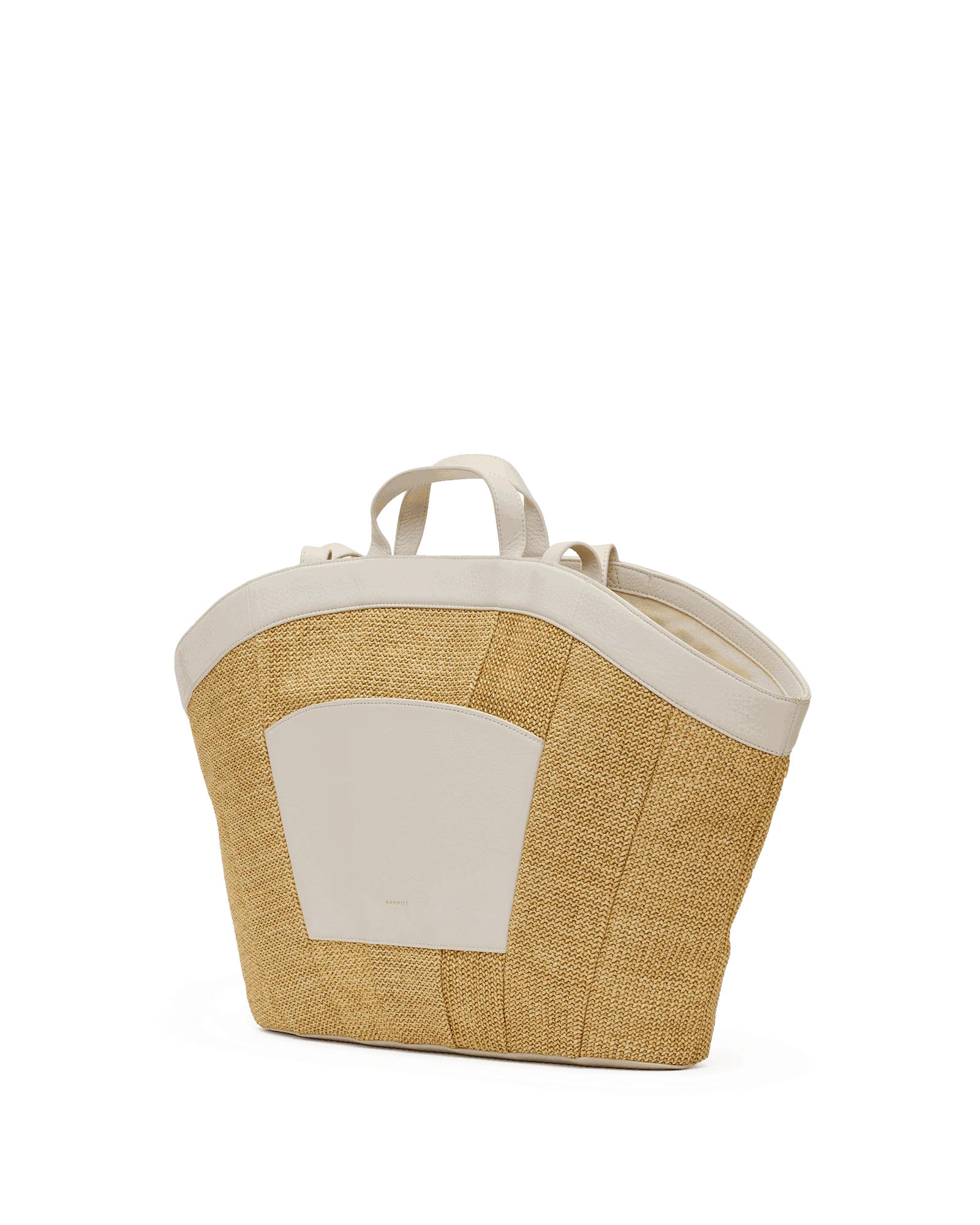 Shelley Tote | Calla Lily White Raffia/Brushed Gold Hammered - Image 7