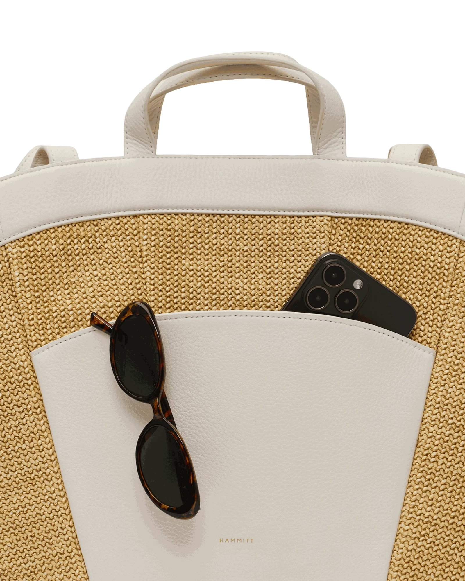 Shelley Tote | Calla Lily White Raffia/Brushed Gold Hammered - Image 8