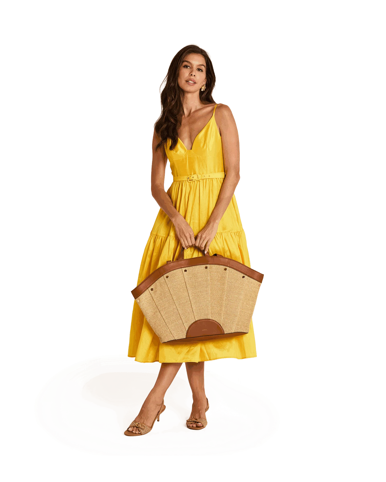 Shelley Tote | Cocoa Raffia/Gold - Image 6