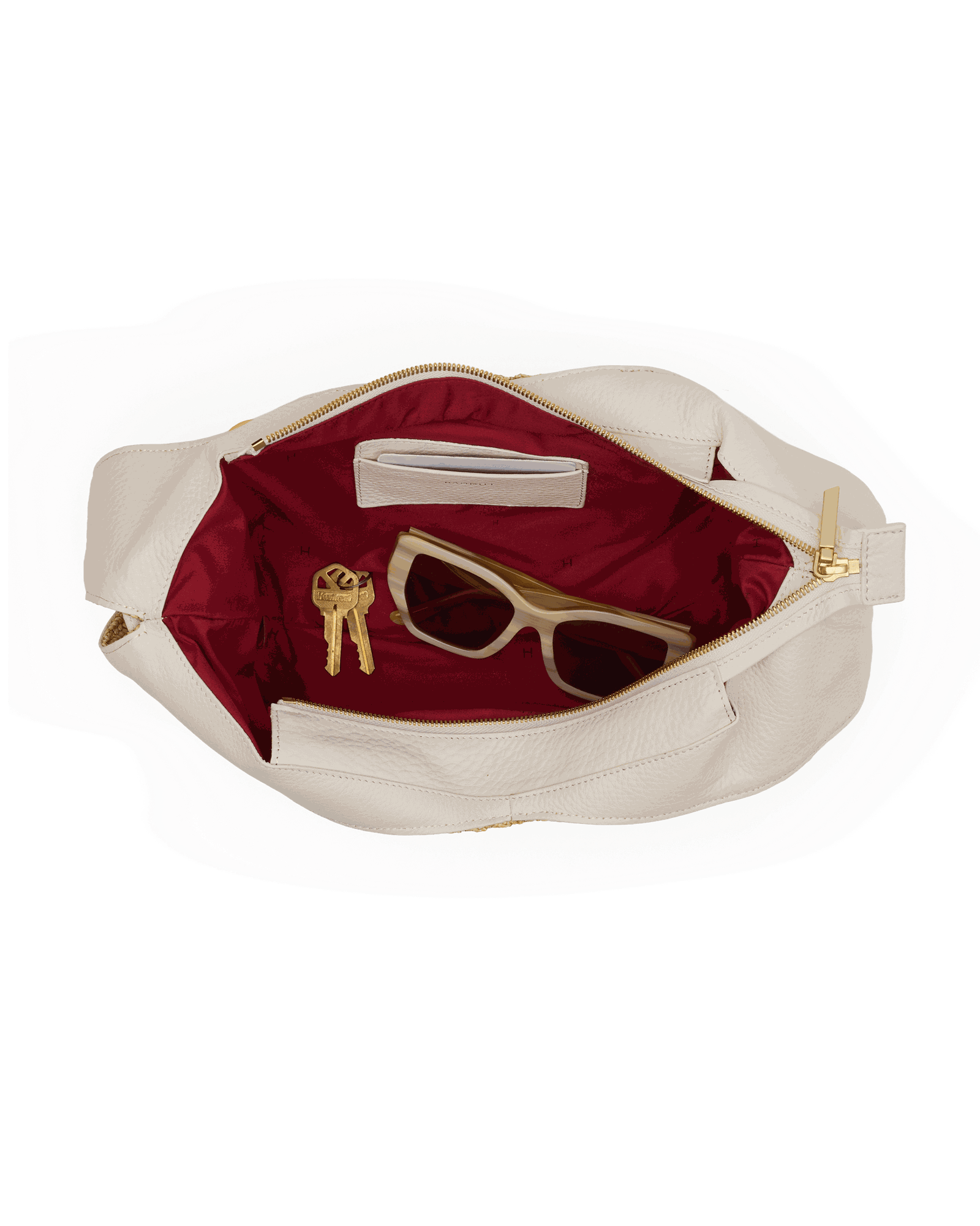 Tom Zip | Calla Lily White Raffia/Brushed Gold Hammered | Med - Image 3
