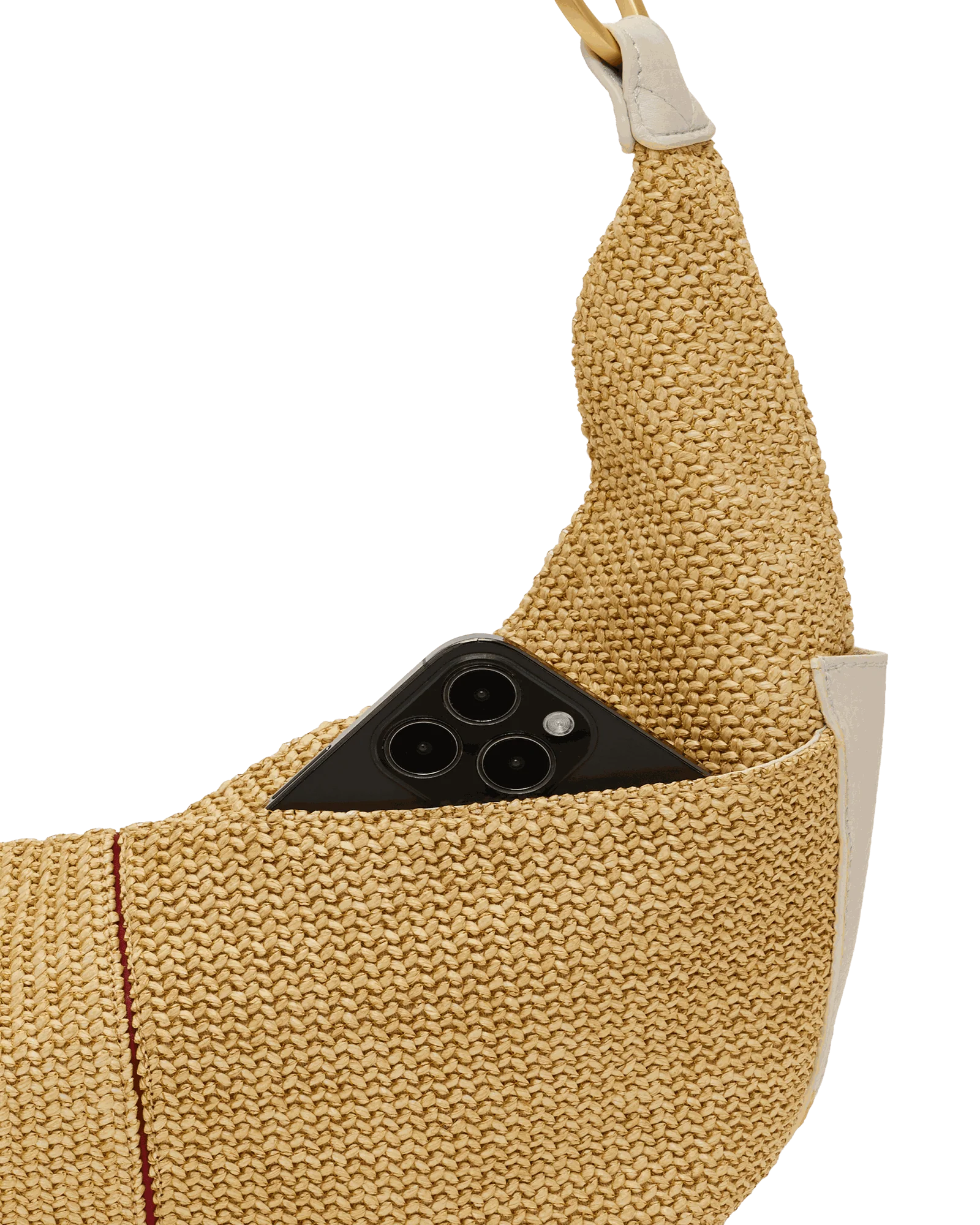 Tom Zip | Calla Lily White Raffia/Brushed Gold Hammered | Med - Image 9