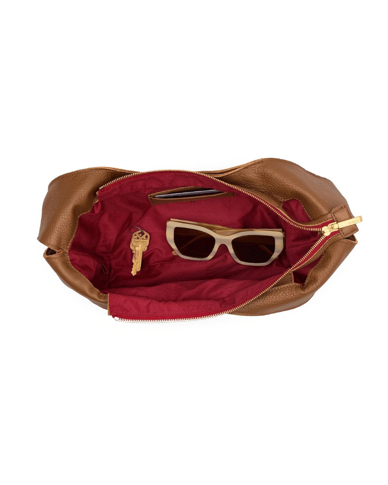 Tom Zip | Mahogany Pebble/Brushed Gold Red Zip | Med - Image 3