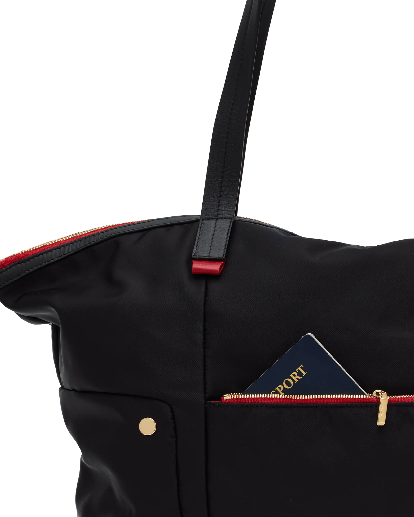 Zoe Tote | Black Nylon/Gold Red Zip - Image 7